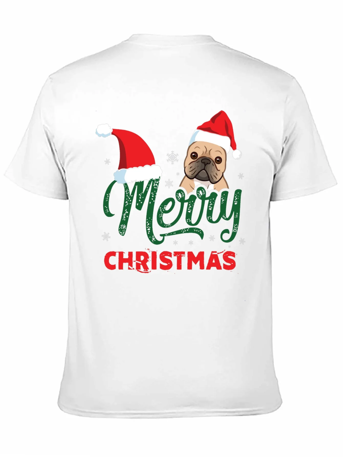 Merry Christmas Dog Santa Hat Graphic T-Shirt