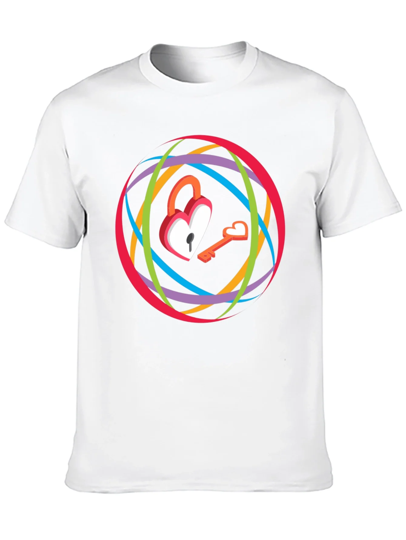 Heart Lock & Key Graphic T-Shirt - Modern Style
