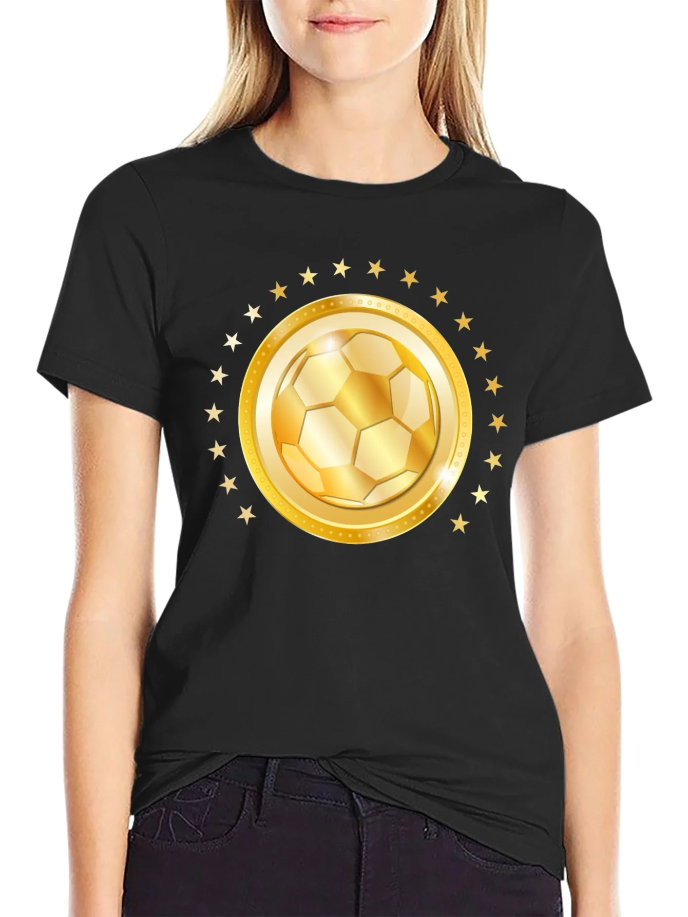 Golden Soccer Ball Star T-Shirt