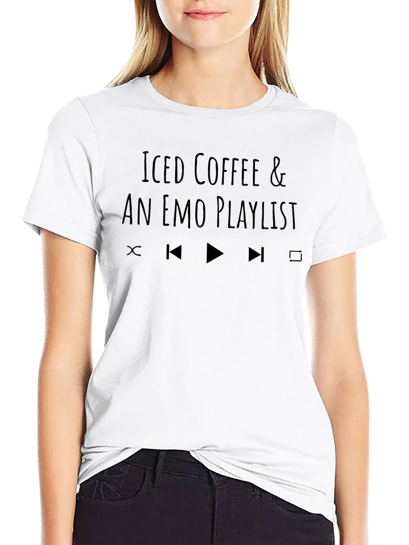Iced Coffee & Emo Playlist Black T-Shirt