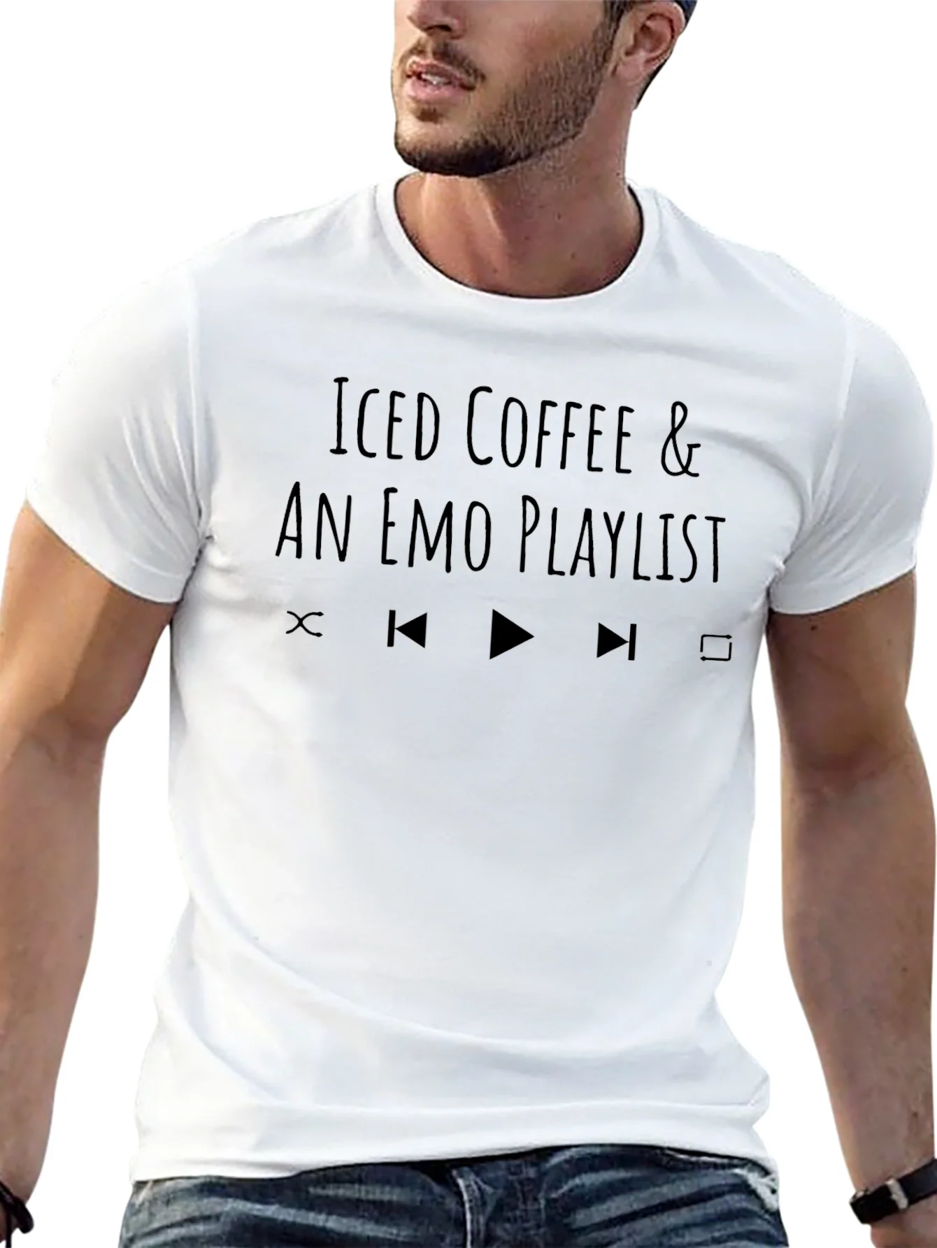 Iced Coffee & Emo Playlist Black T-Shirt