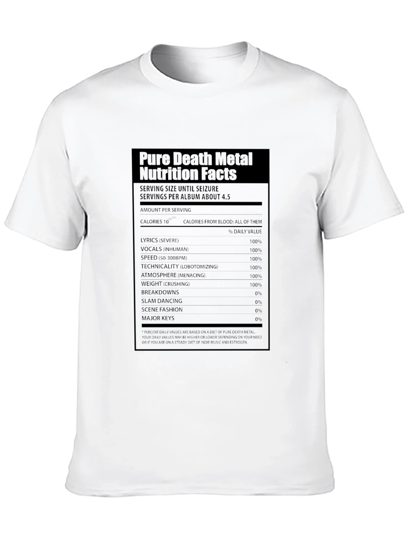 Pure Death Metal Nutrition Facts T-Shirt