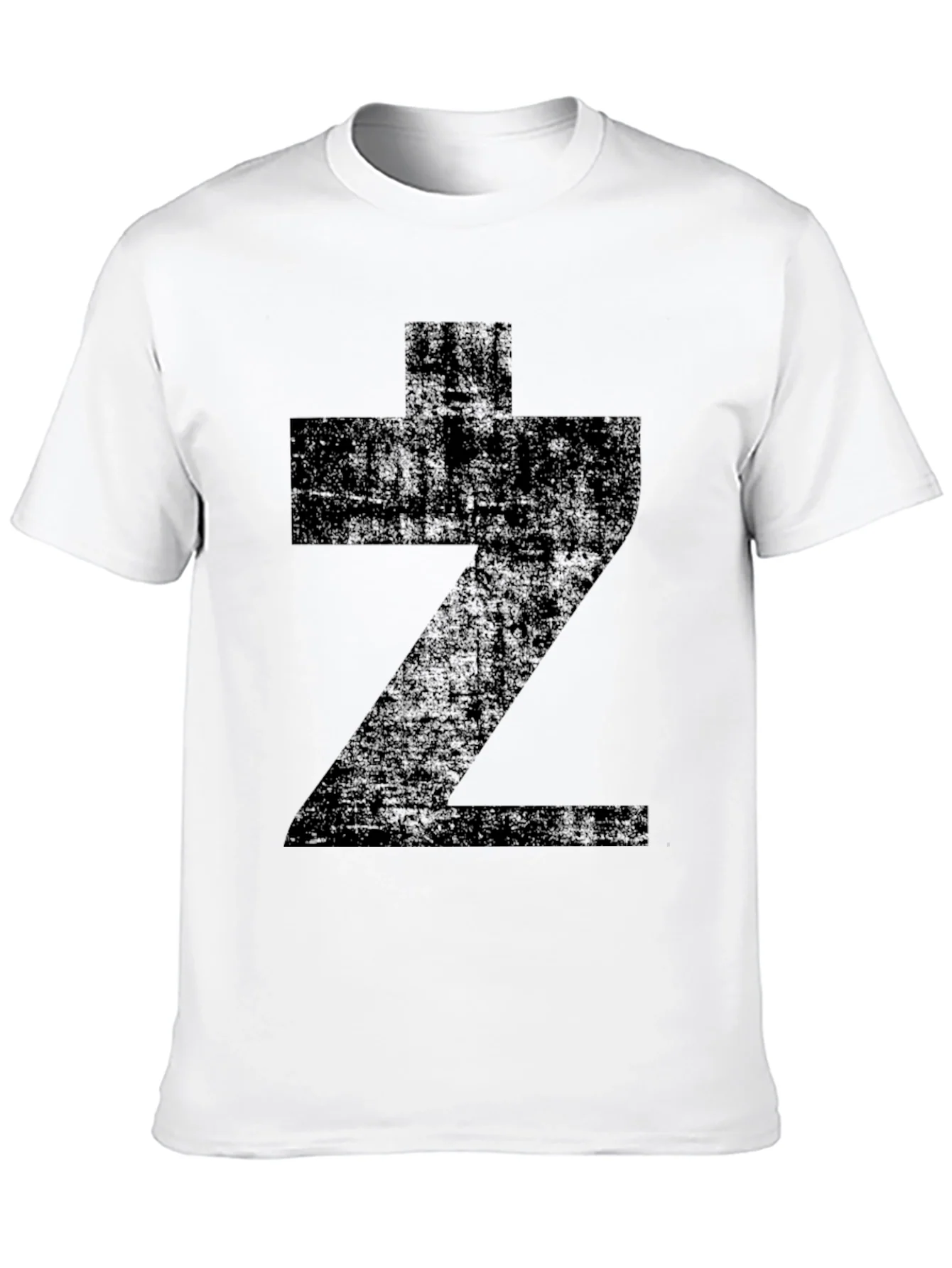 Graphic Tee: Distressed Black Z Print T-Shirt