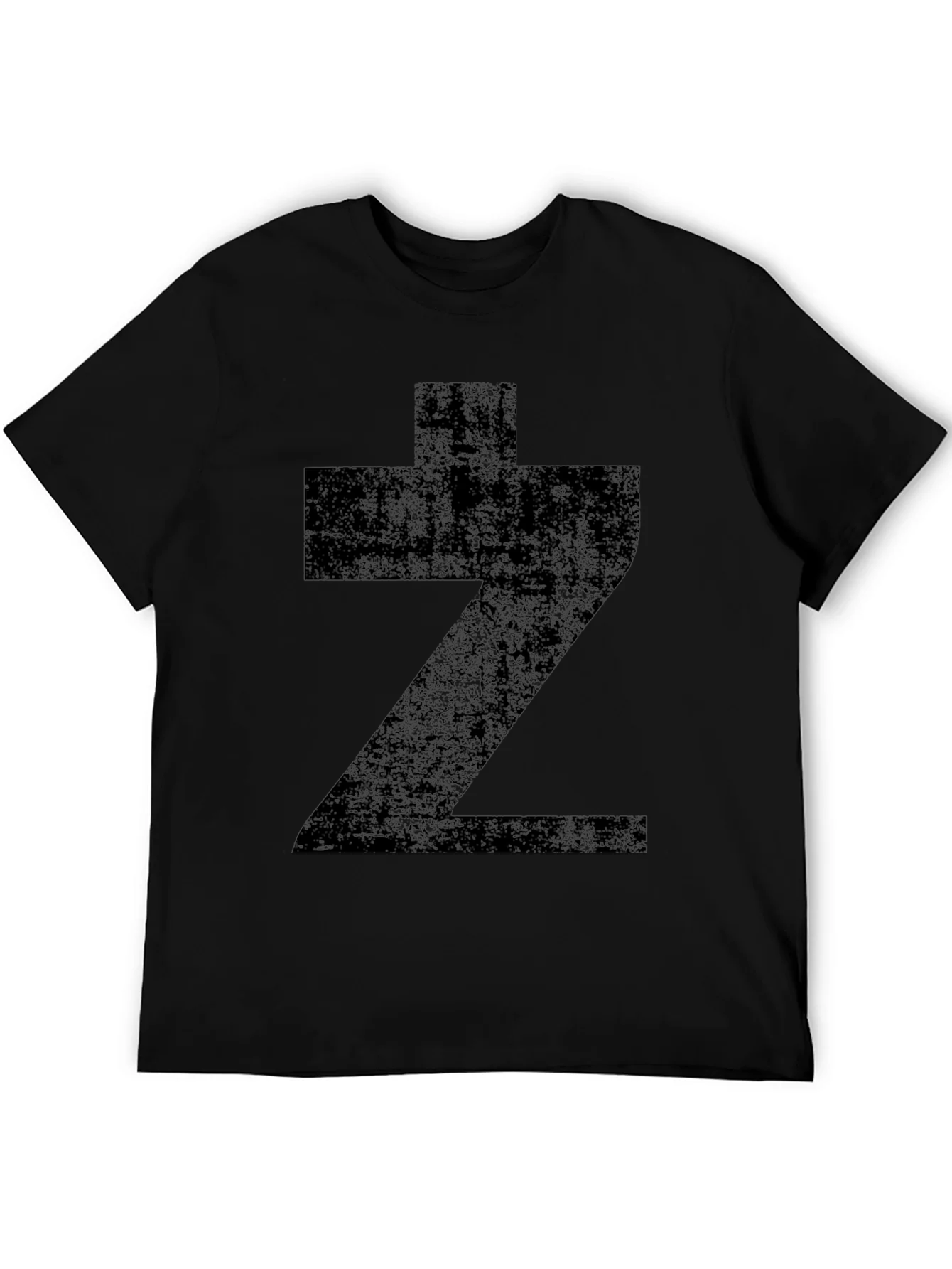 Graphic Tee: Distressed Black Z Print T-Shirt