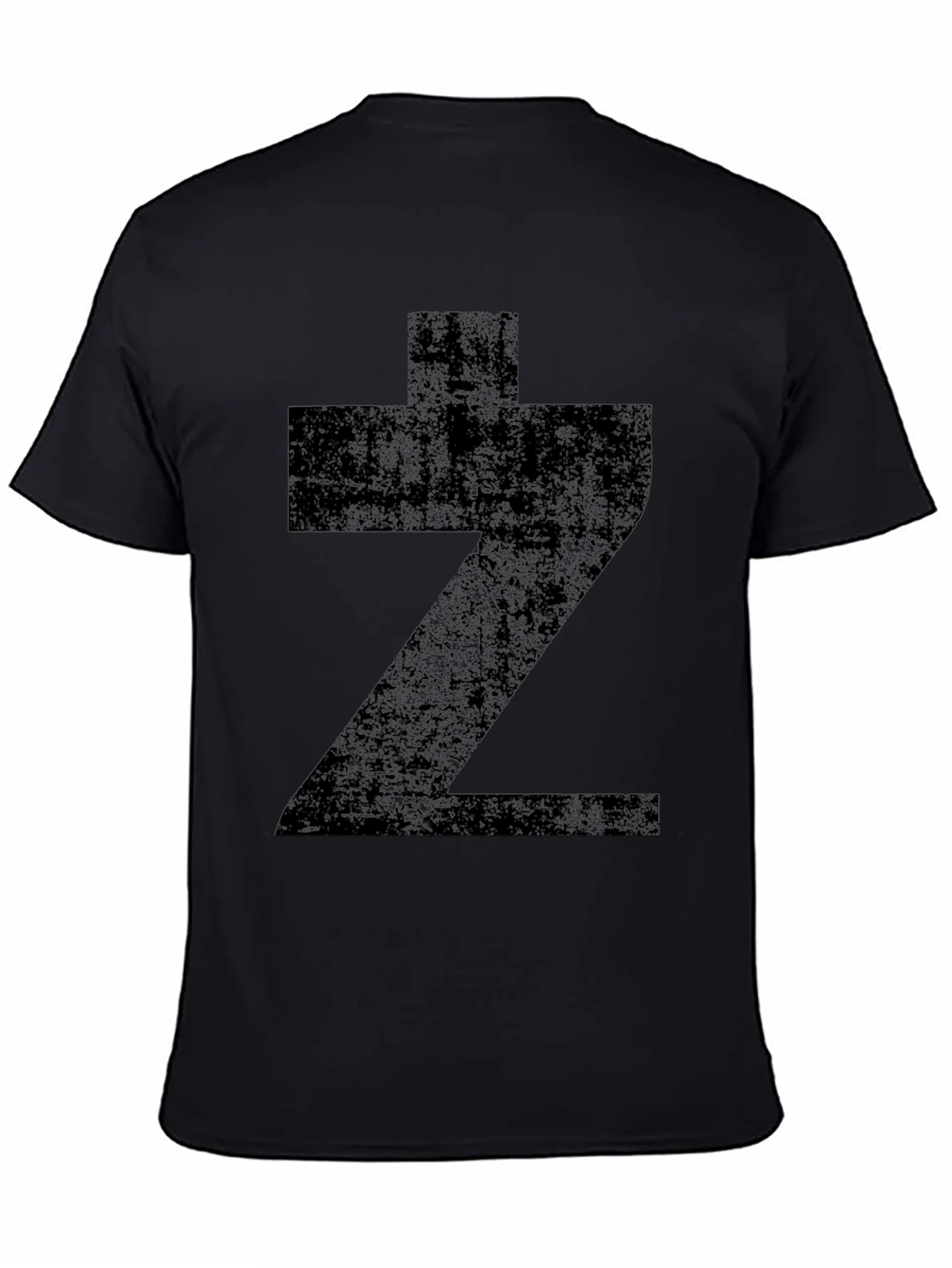 Graphic Tee: Distressed Black Z Print T-Shirt