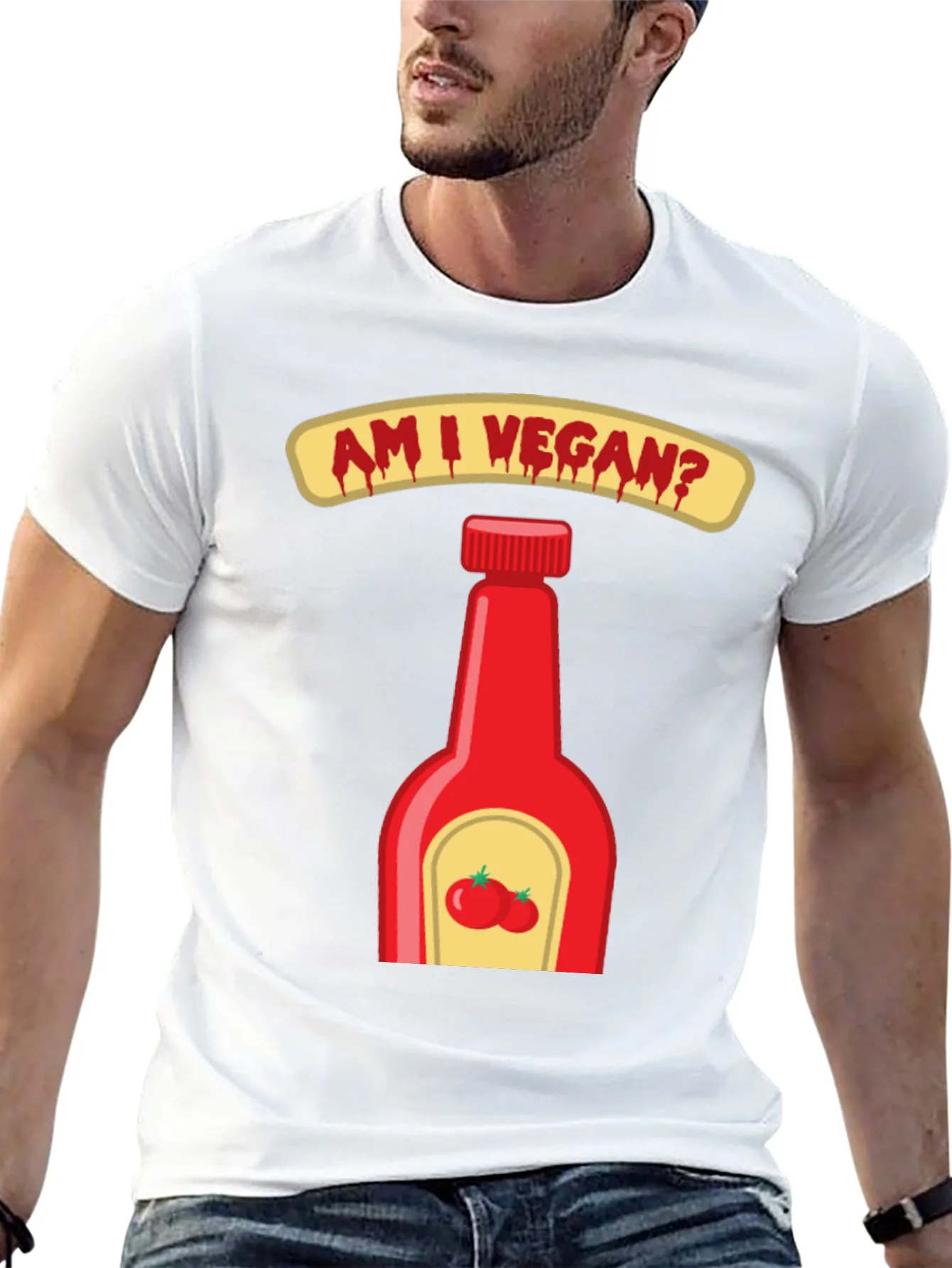 Am I Vegan Ketchup Graphic T-Shirt