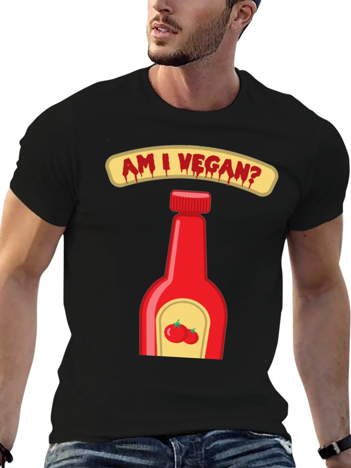 Am I Vegan Ketchup Graphic T-Shirt