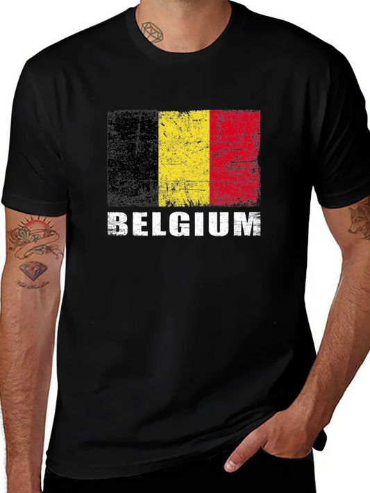 Belgium Flag T-Shirt - Distressed Graphic Tee