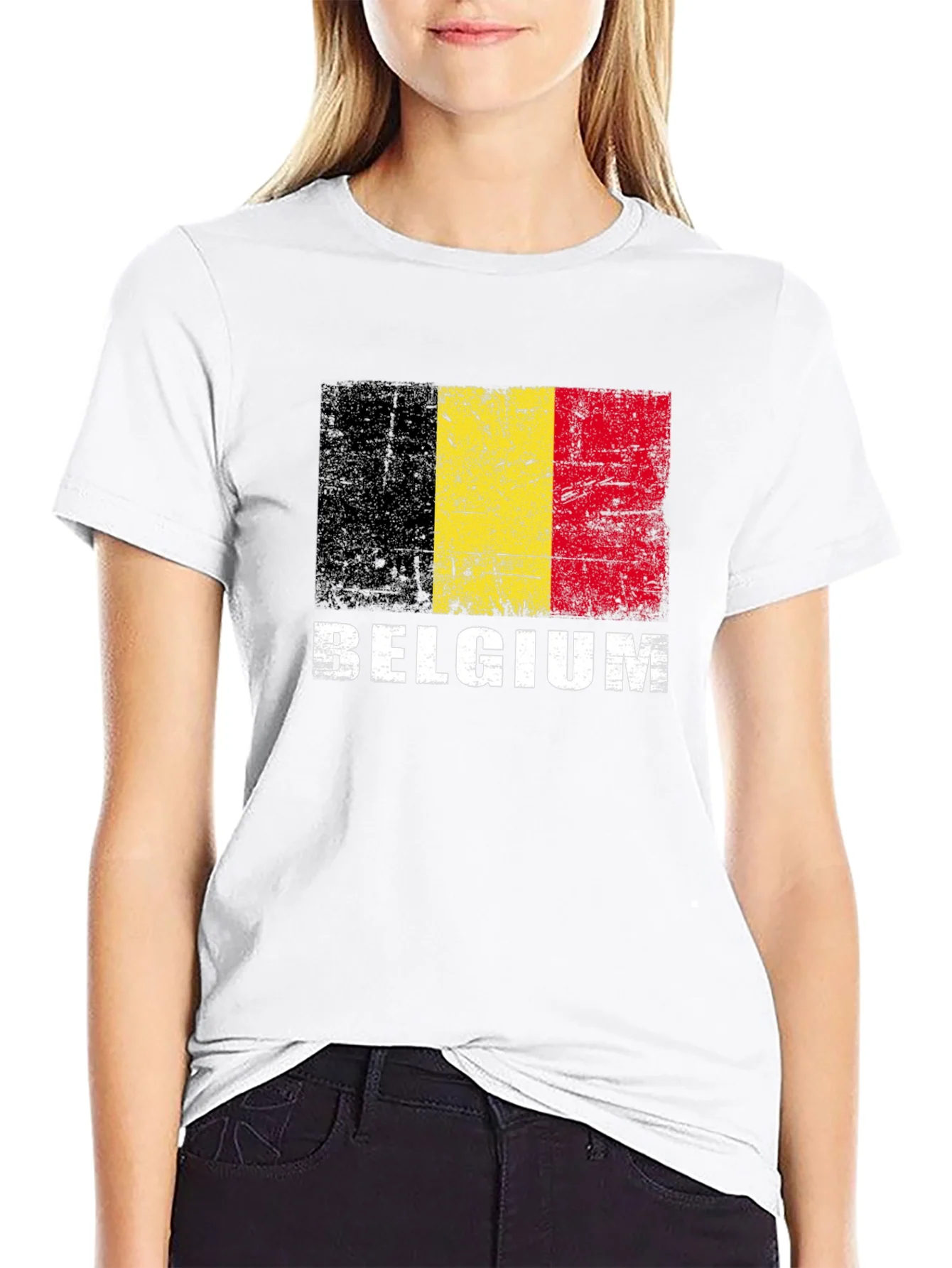 Belgium Flag T-Shirt - Distressed Graphic Tee