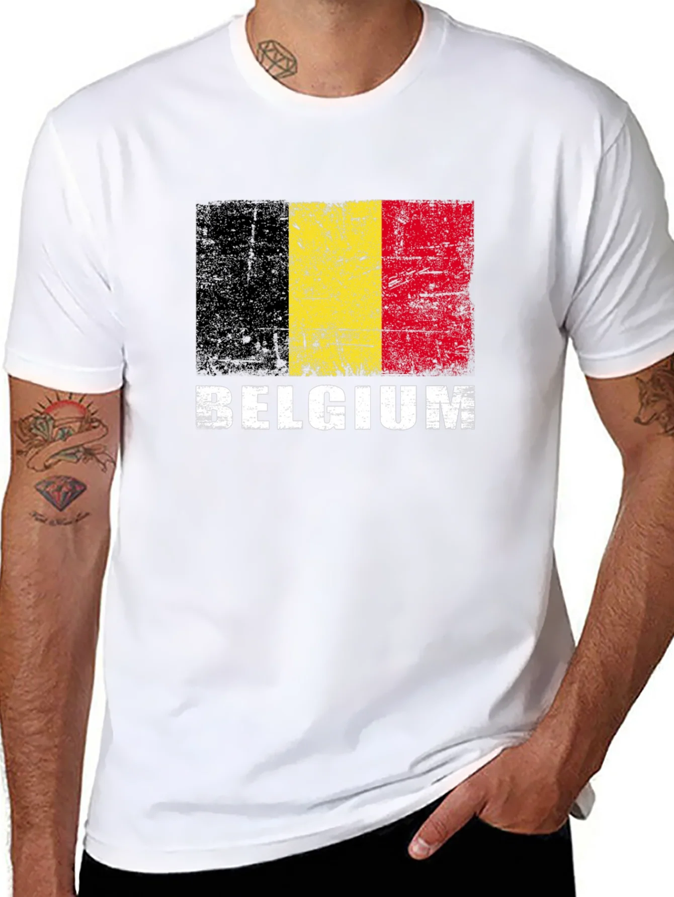 Belgium Flag T-Shirt - Distressed Graphic Tee