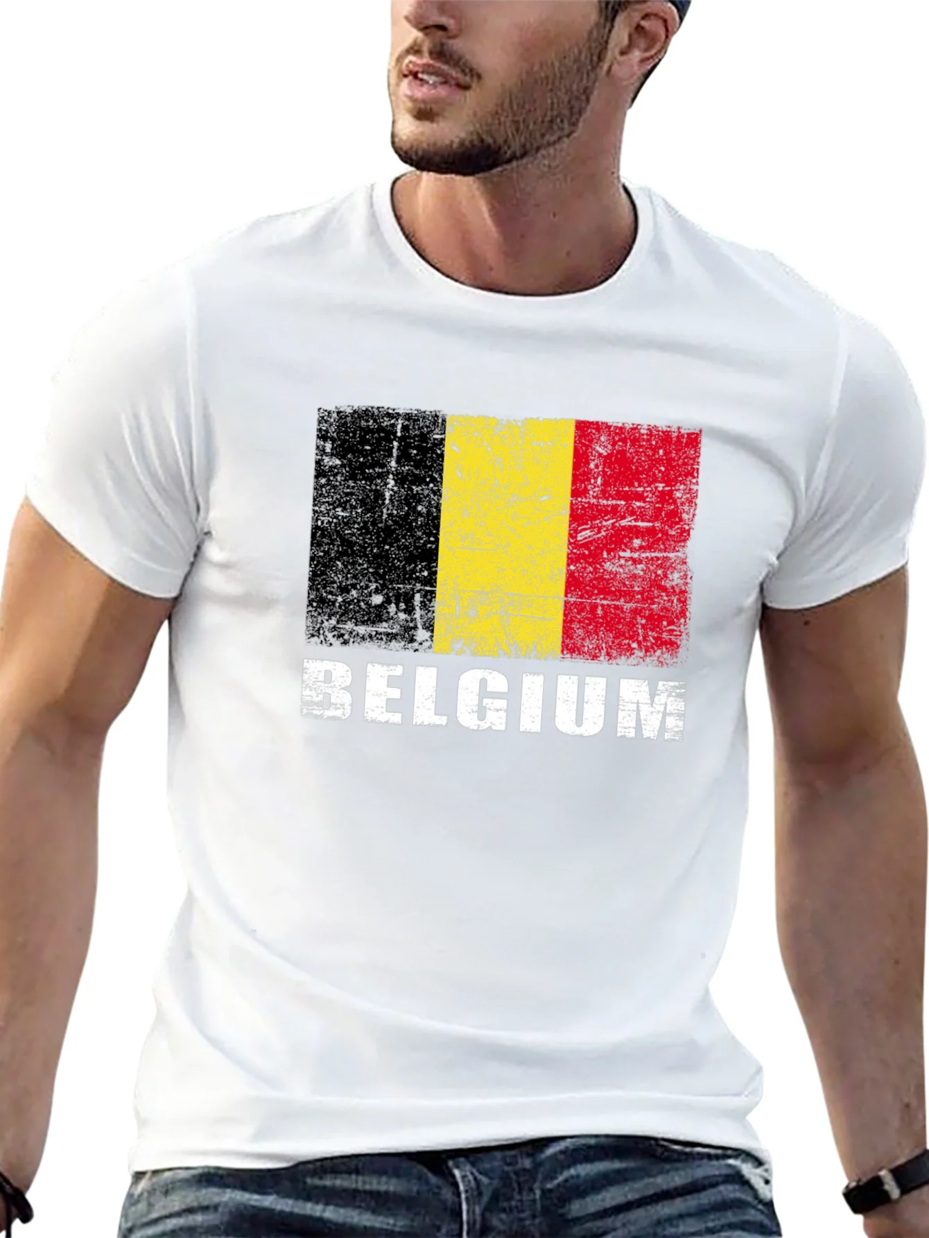 Belgium Flag T-Shirt - Distressed Graphic Tee