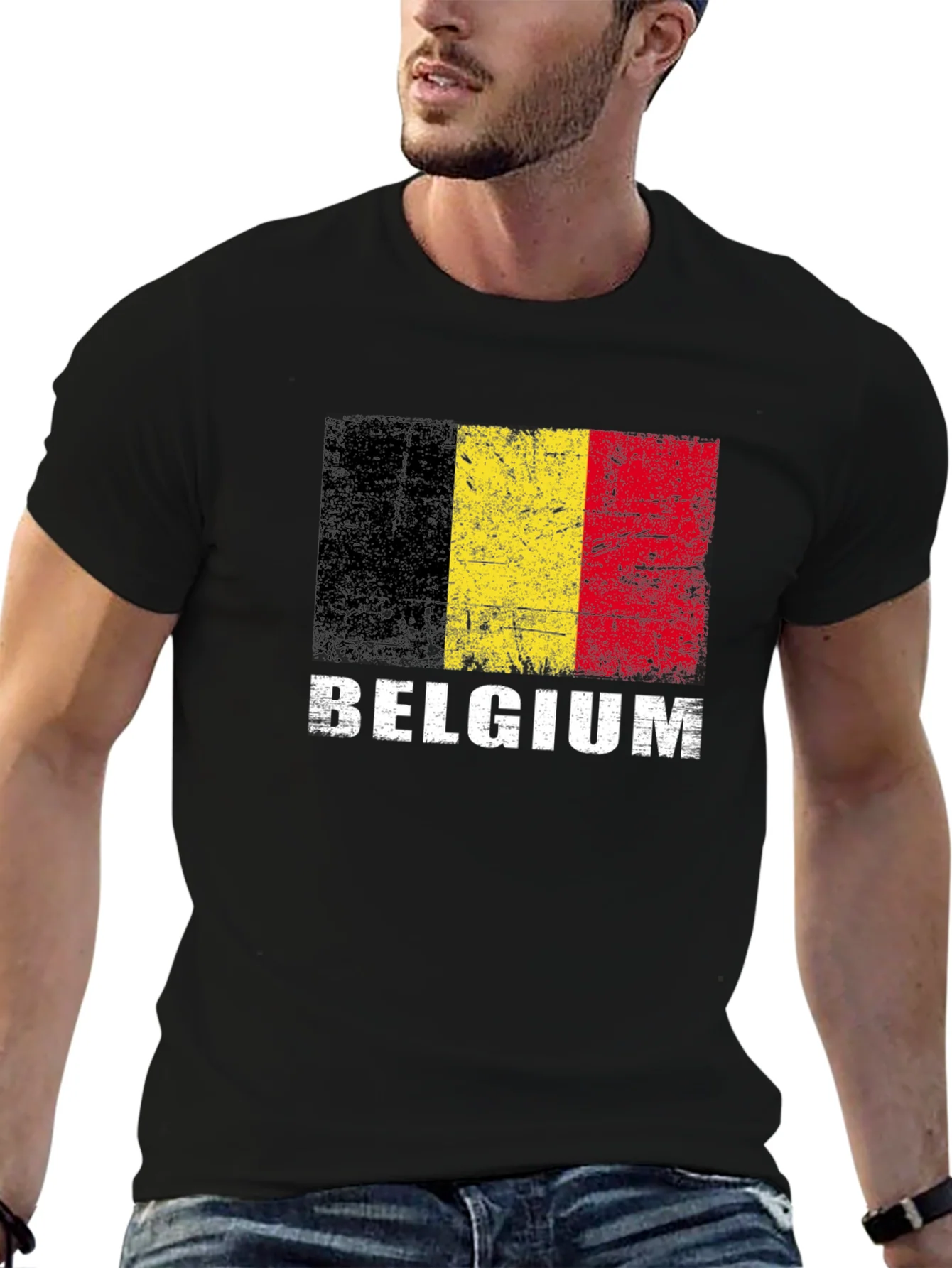 Belgium Flag T-Shirt - Distressed Graphic Tee