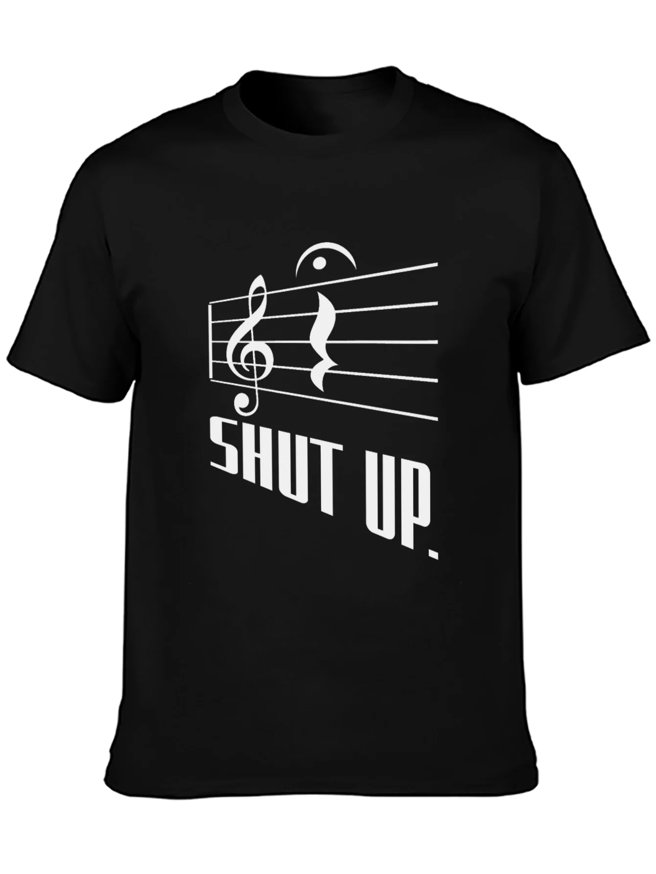 Shut Up Music Notes Graphic Black T-Shirt