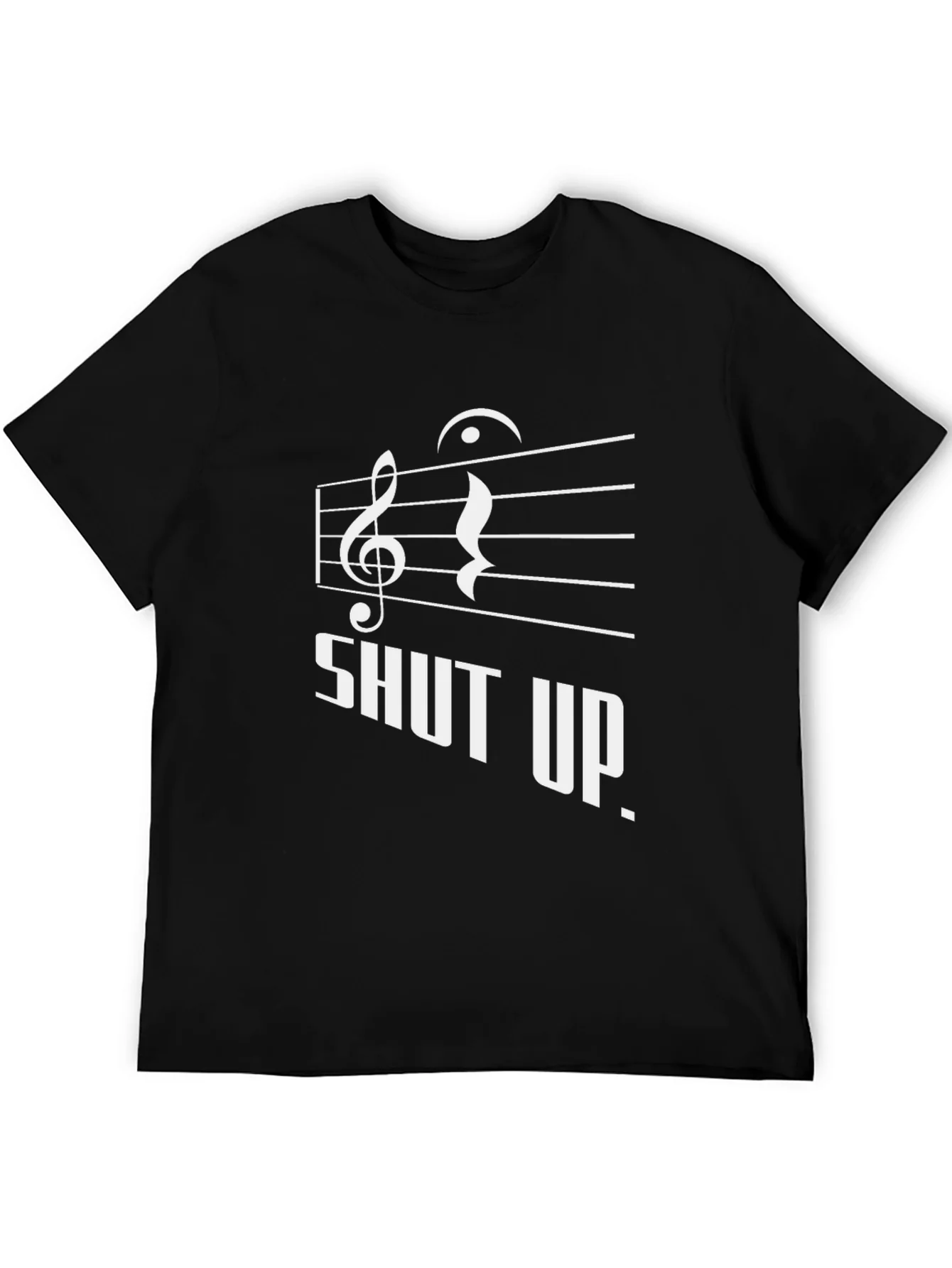 Shut Up Music Notes Graphic Black T-Shirt