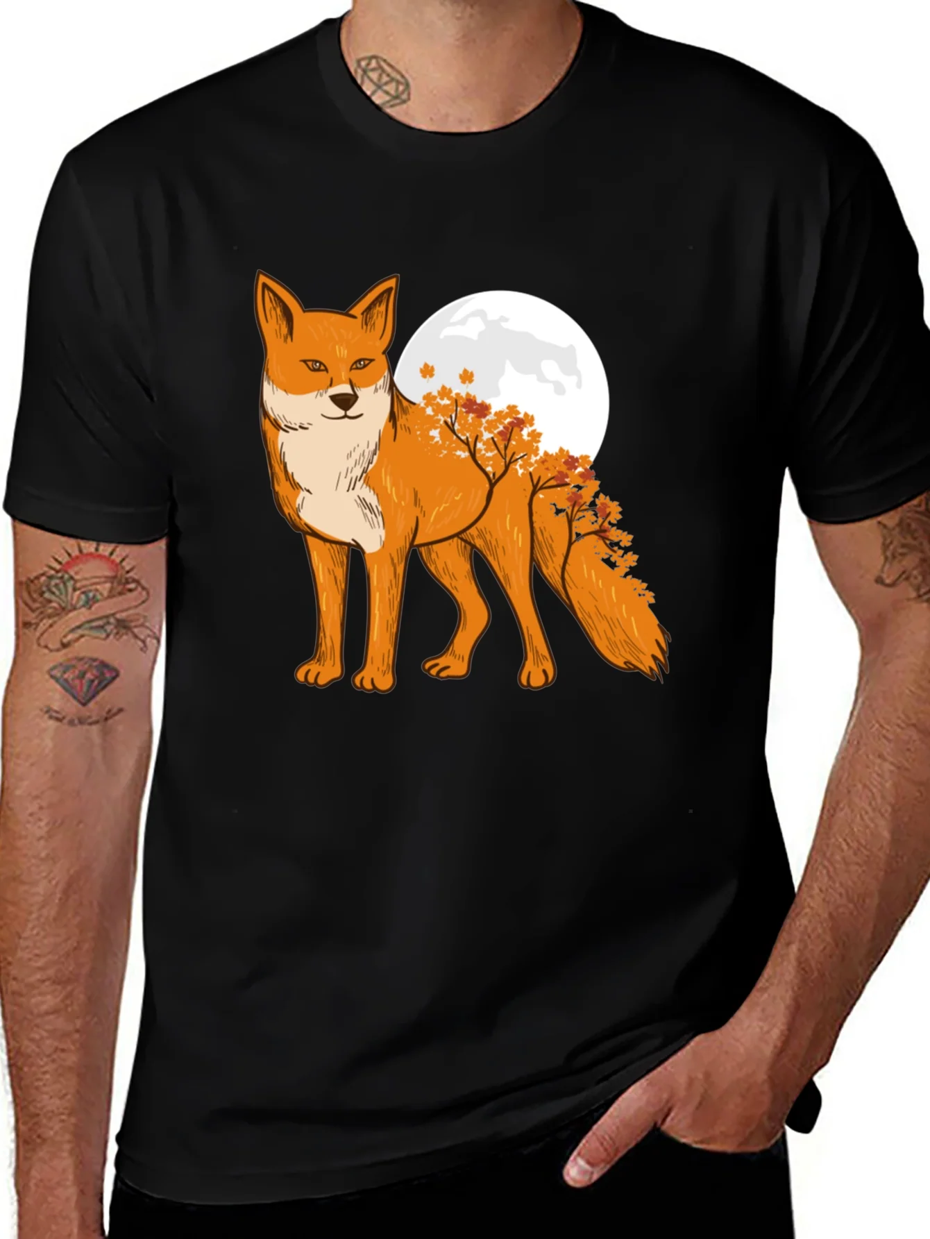 Fox & Moon Graphic Tee - Unique Nature Design