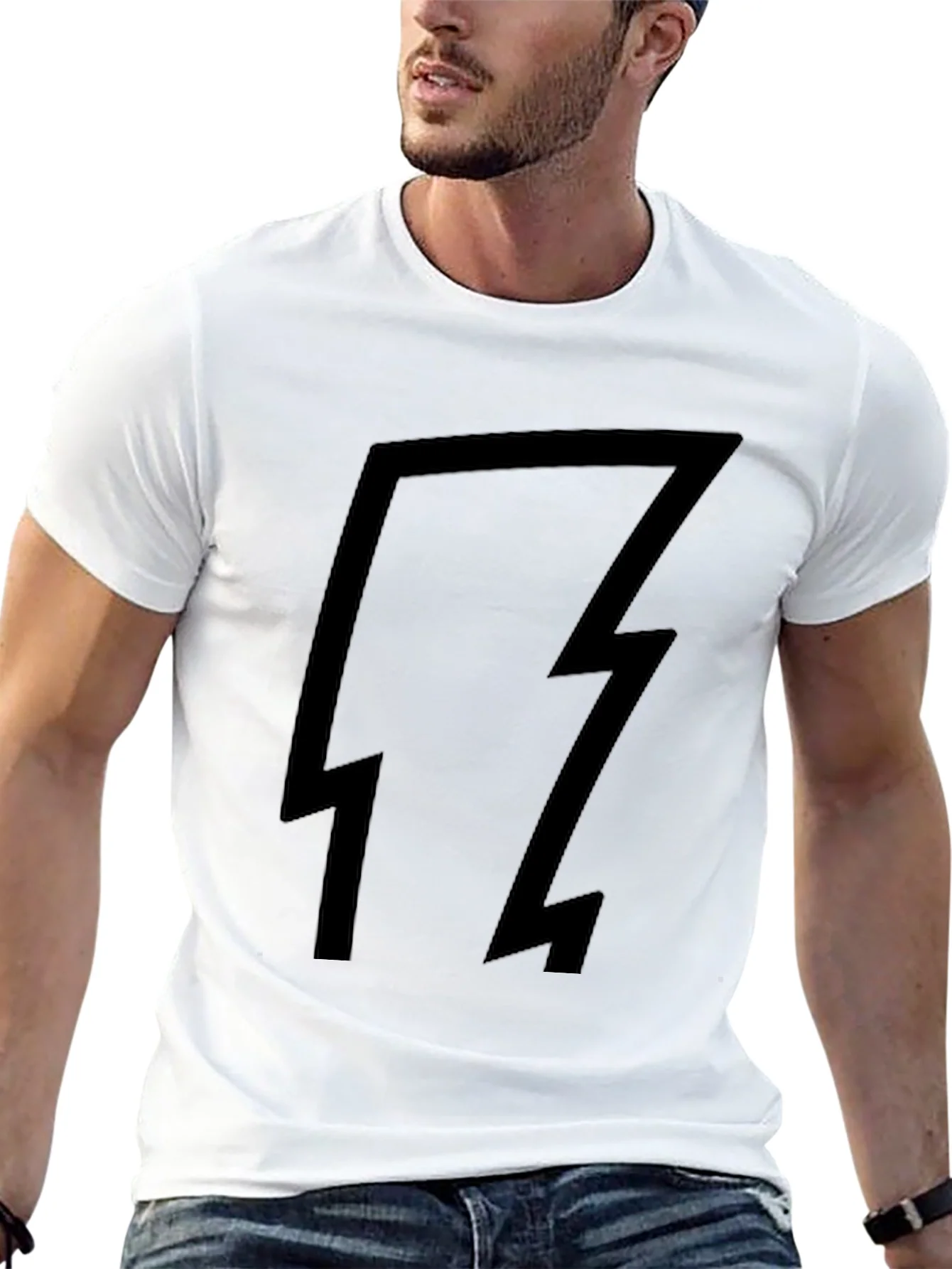 Black T-Shirt with Lightning Bolt Design