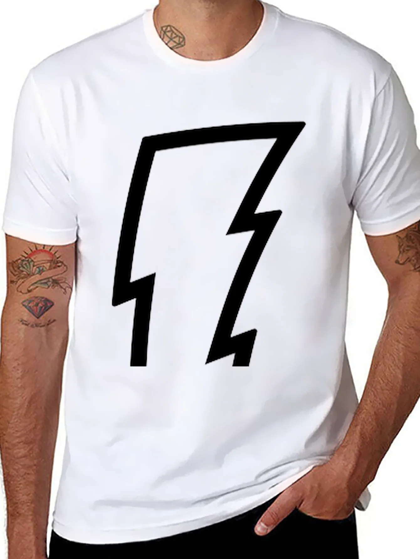 Black T-Shirt with Lightning Bolt Design