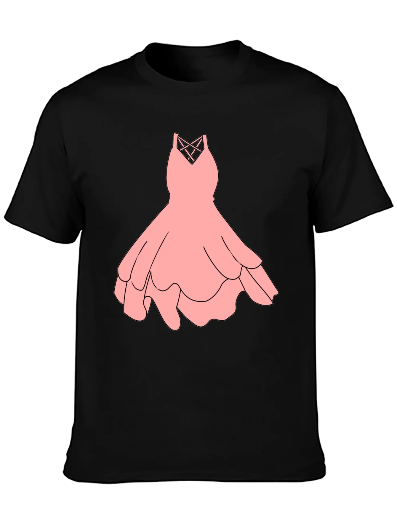 Black Tee with Pink Dress Graphic