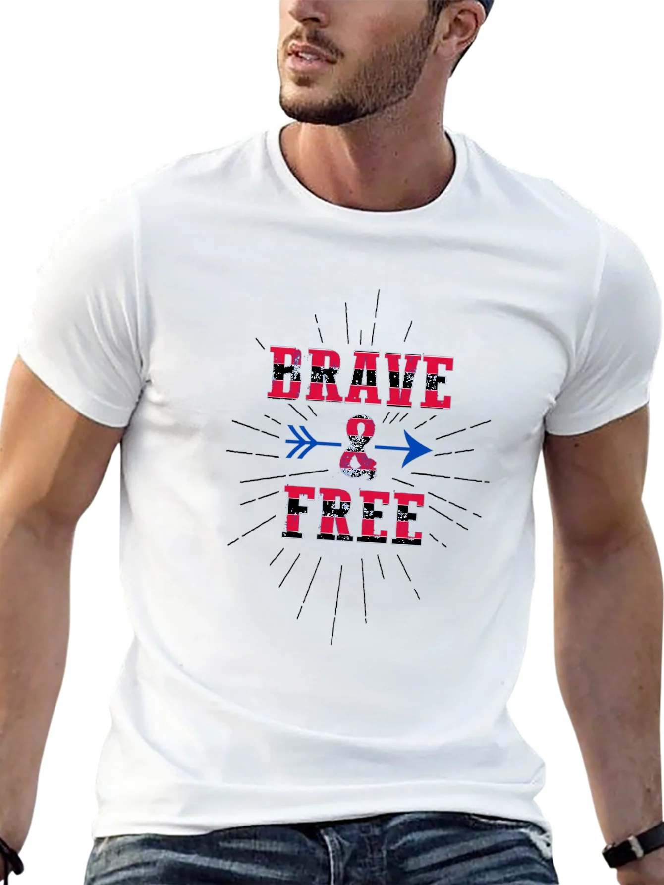 Brave & Free Graphic T-Shirt - Patriotic Design