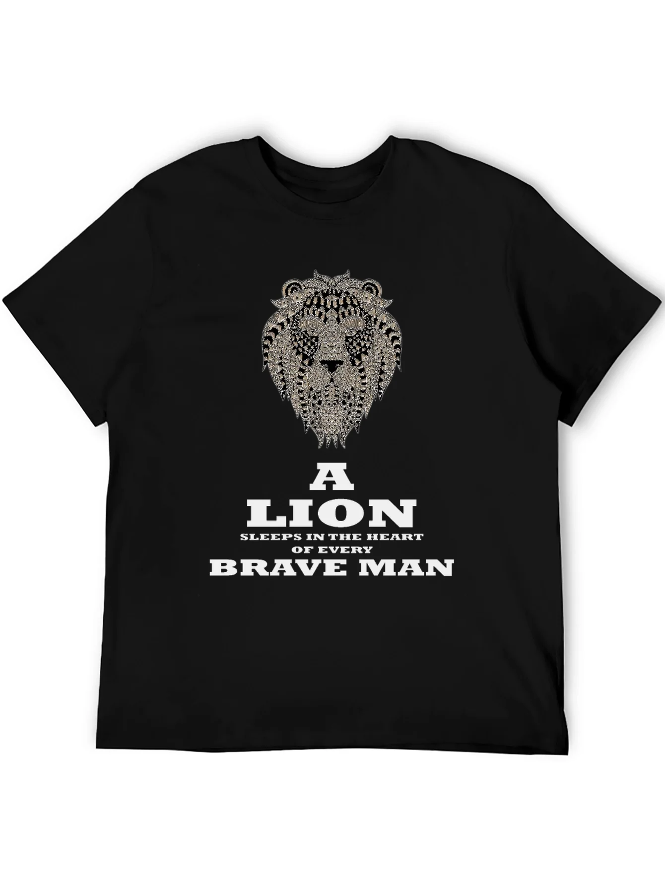 Lion Heart Brave Man Black Graphic T-Shirt