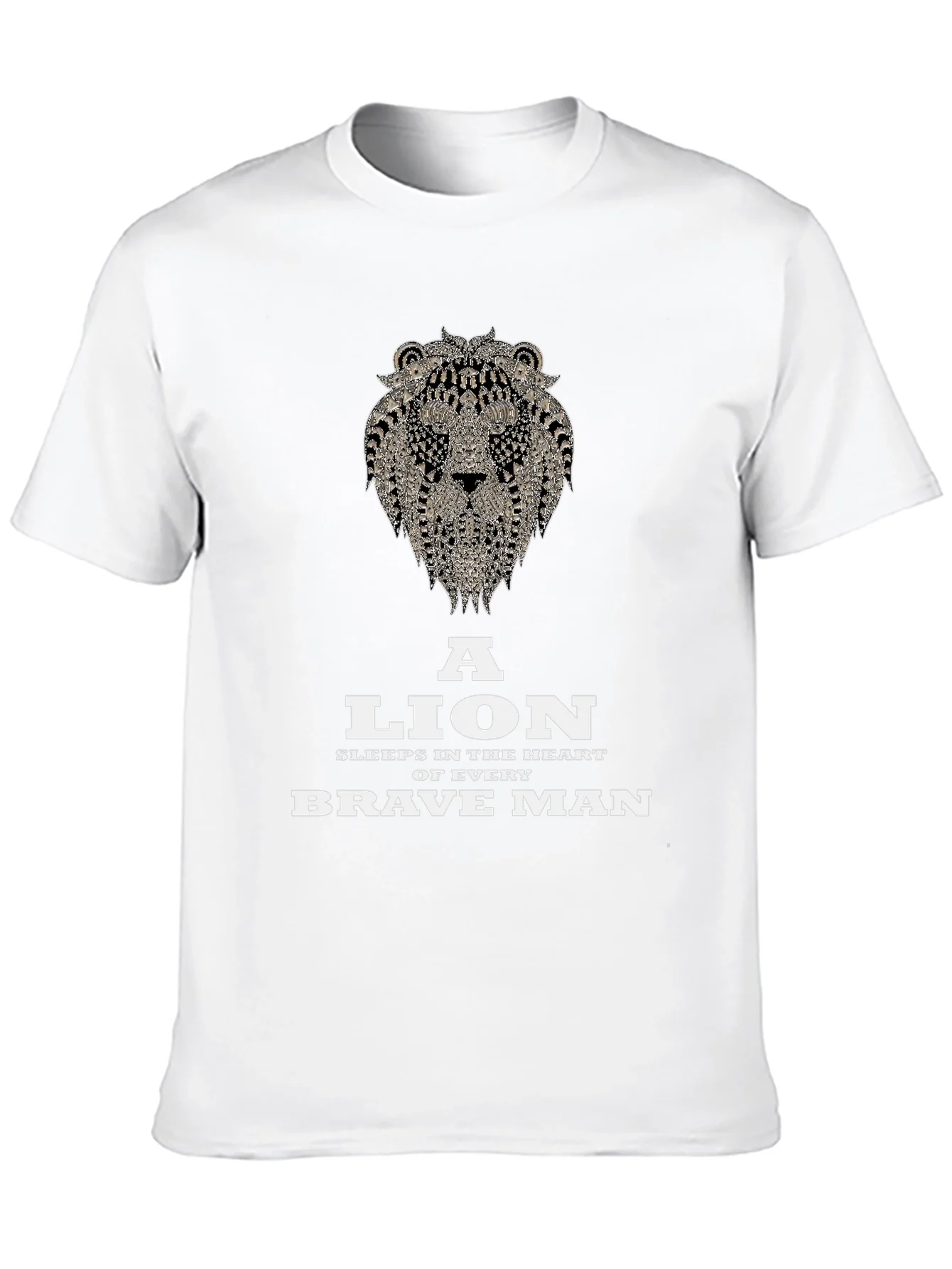 Lion Heart Brave Man Black Graphic T-Shirt