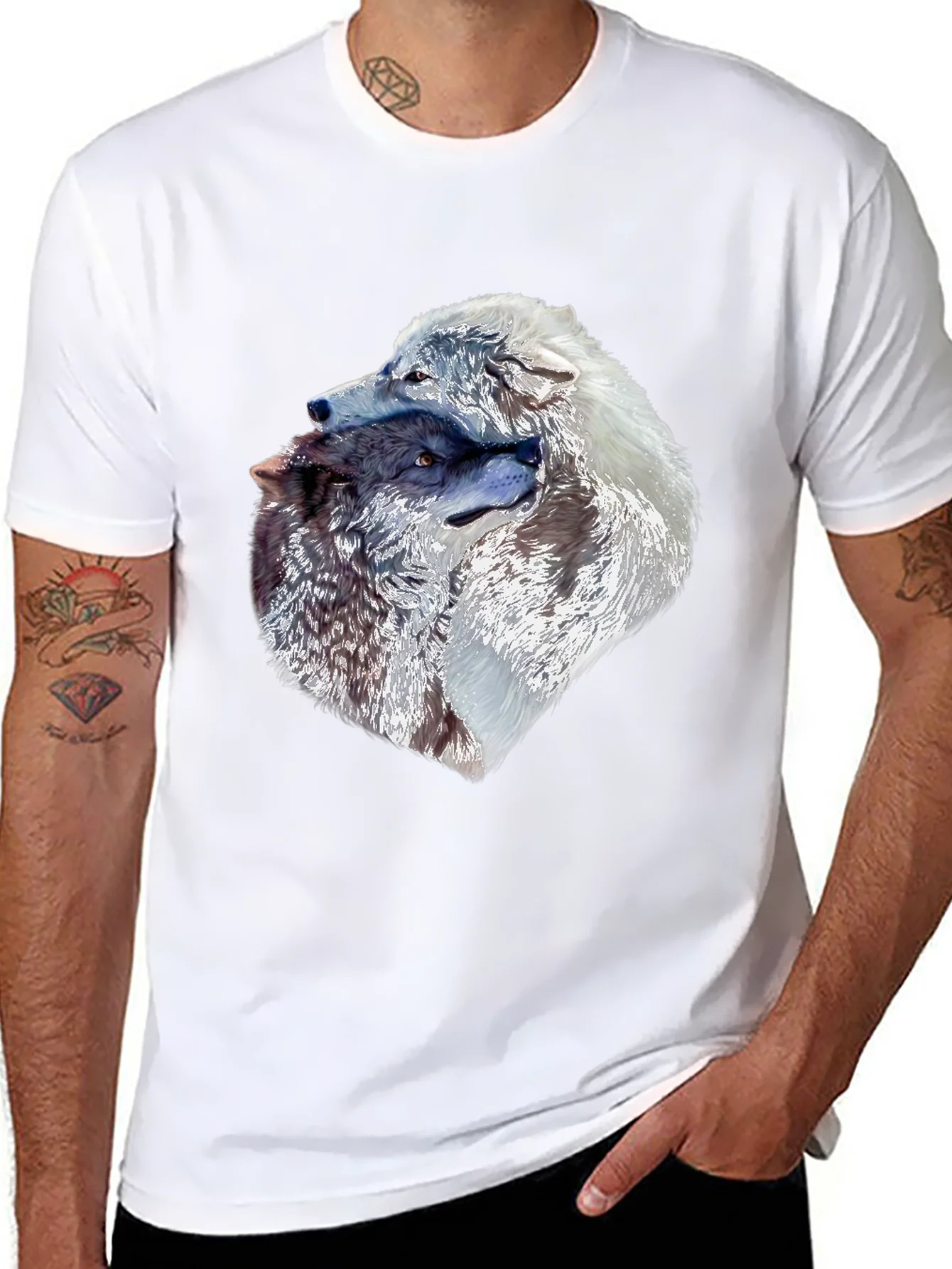Wolves Head Graphic Black T-Shirt