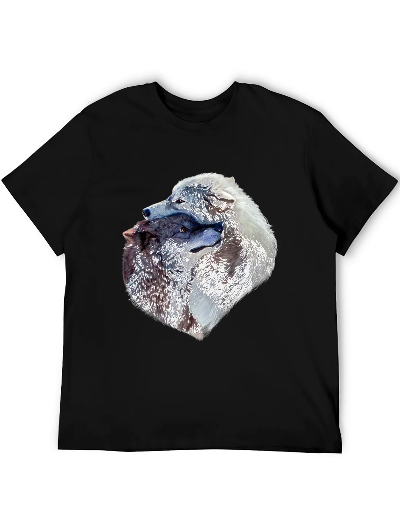 Wolves Head Graphic Black T-Shirt