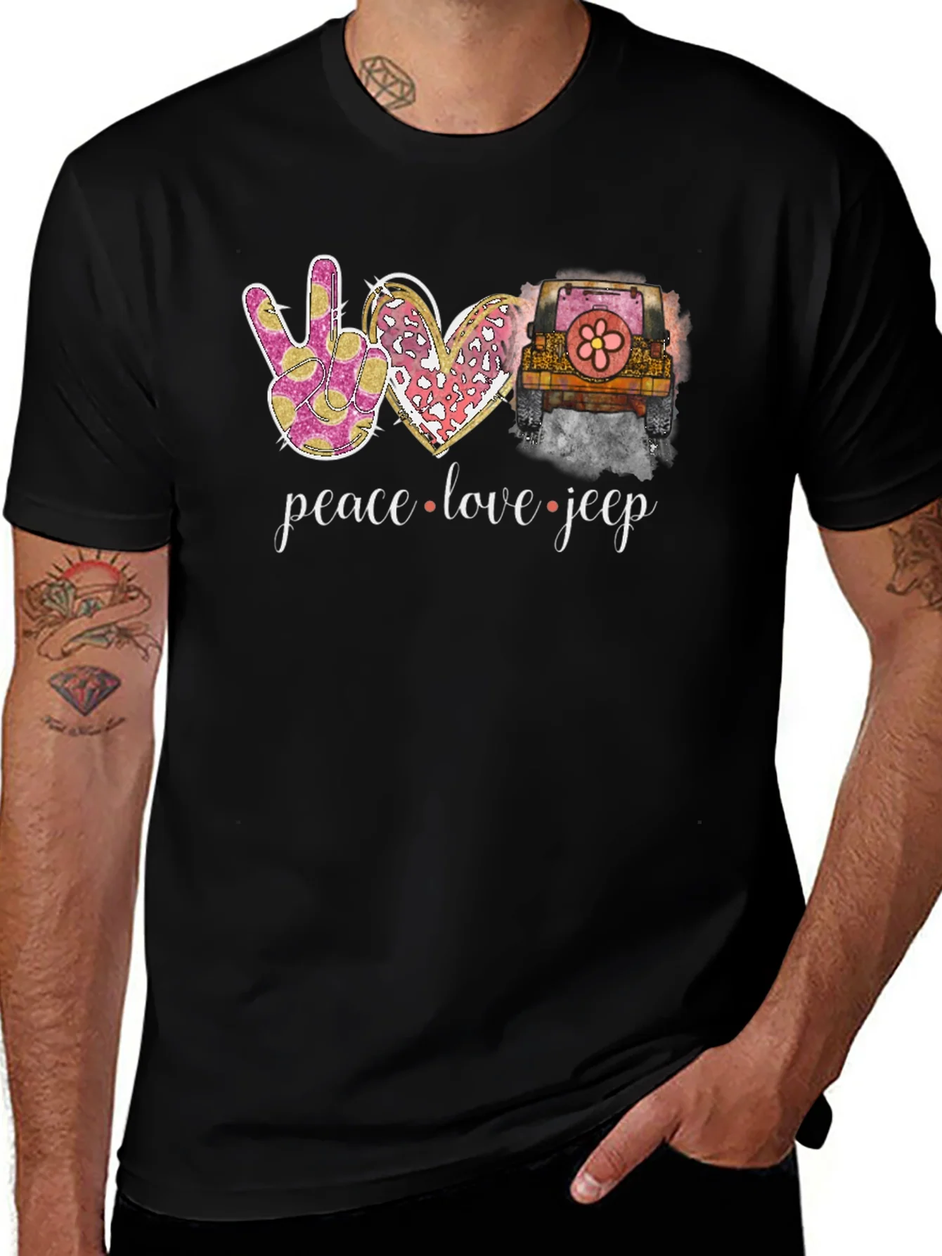 Peace Love Jeep Graphic T-Shirt