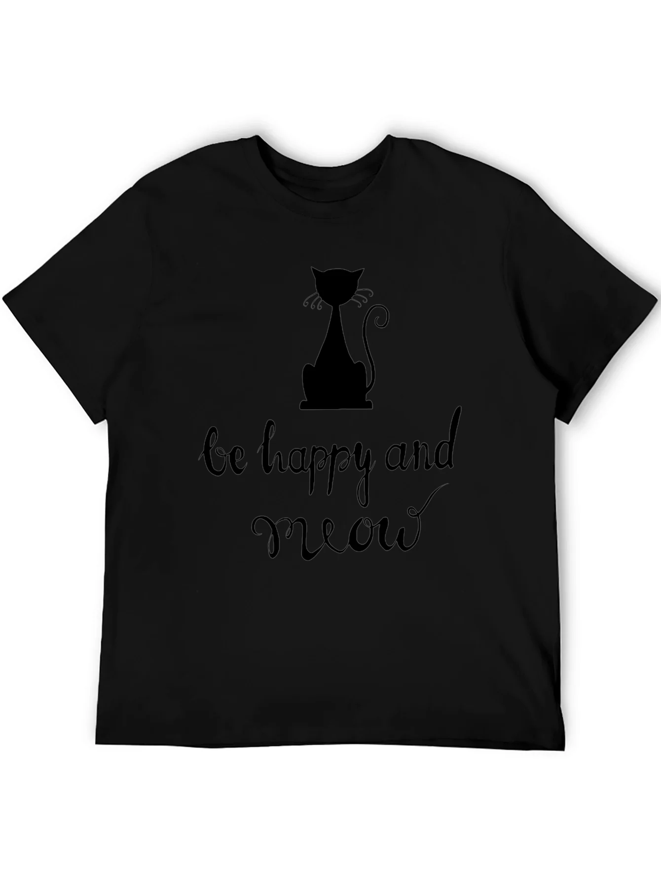 Be Happy and Meow Graphic T-Shirt