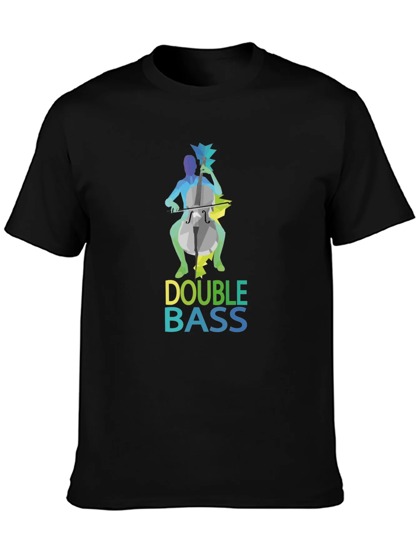 Double Bass Player Graphic Tee - Black Cotton Blend