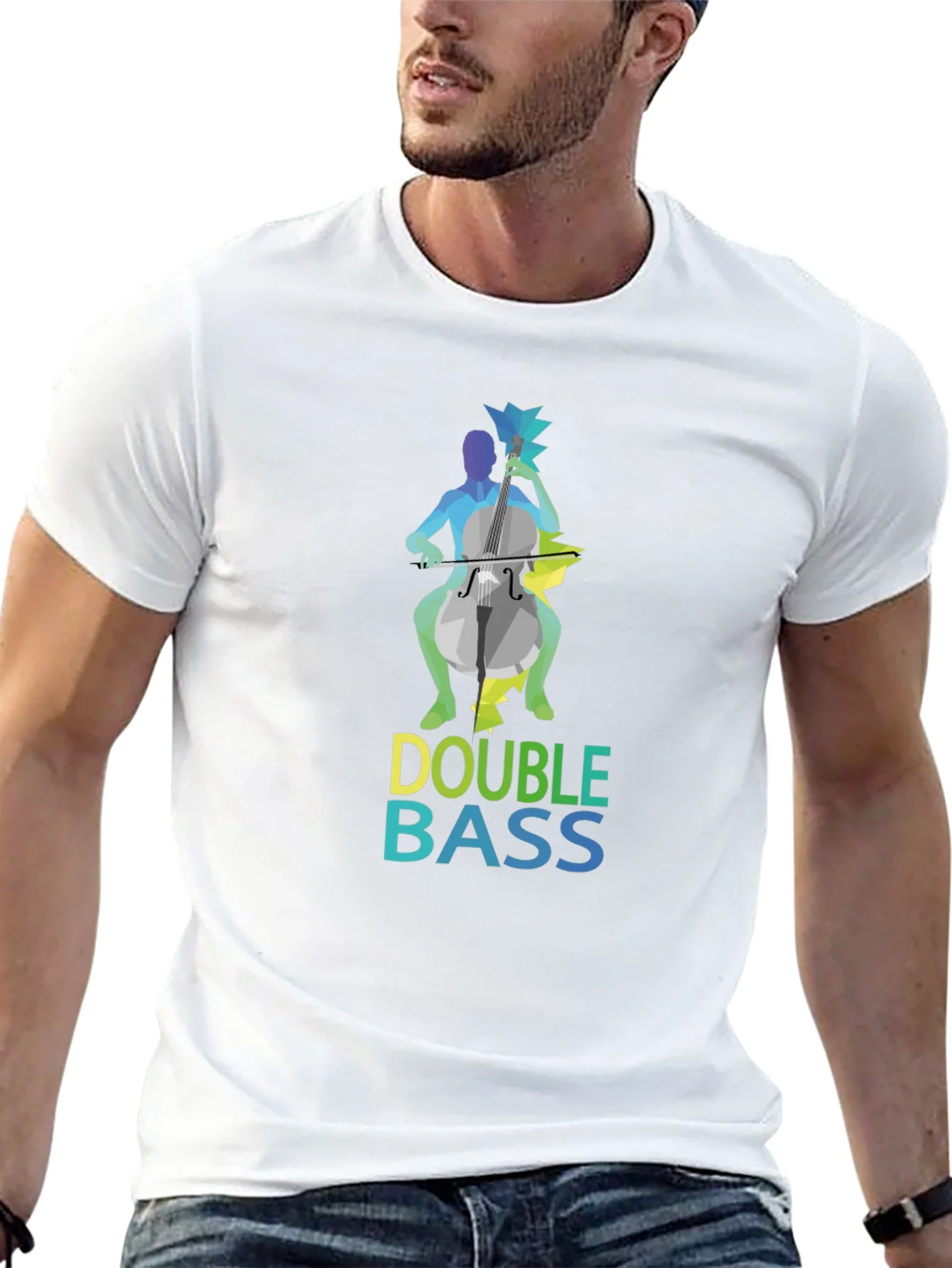 Double Bass Player Graphic Tee - Black Cotton Blend