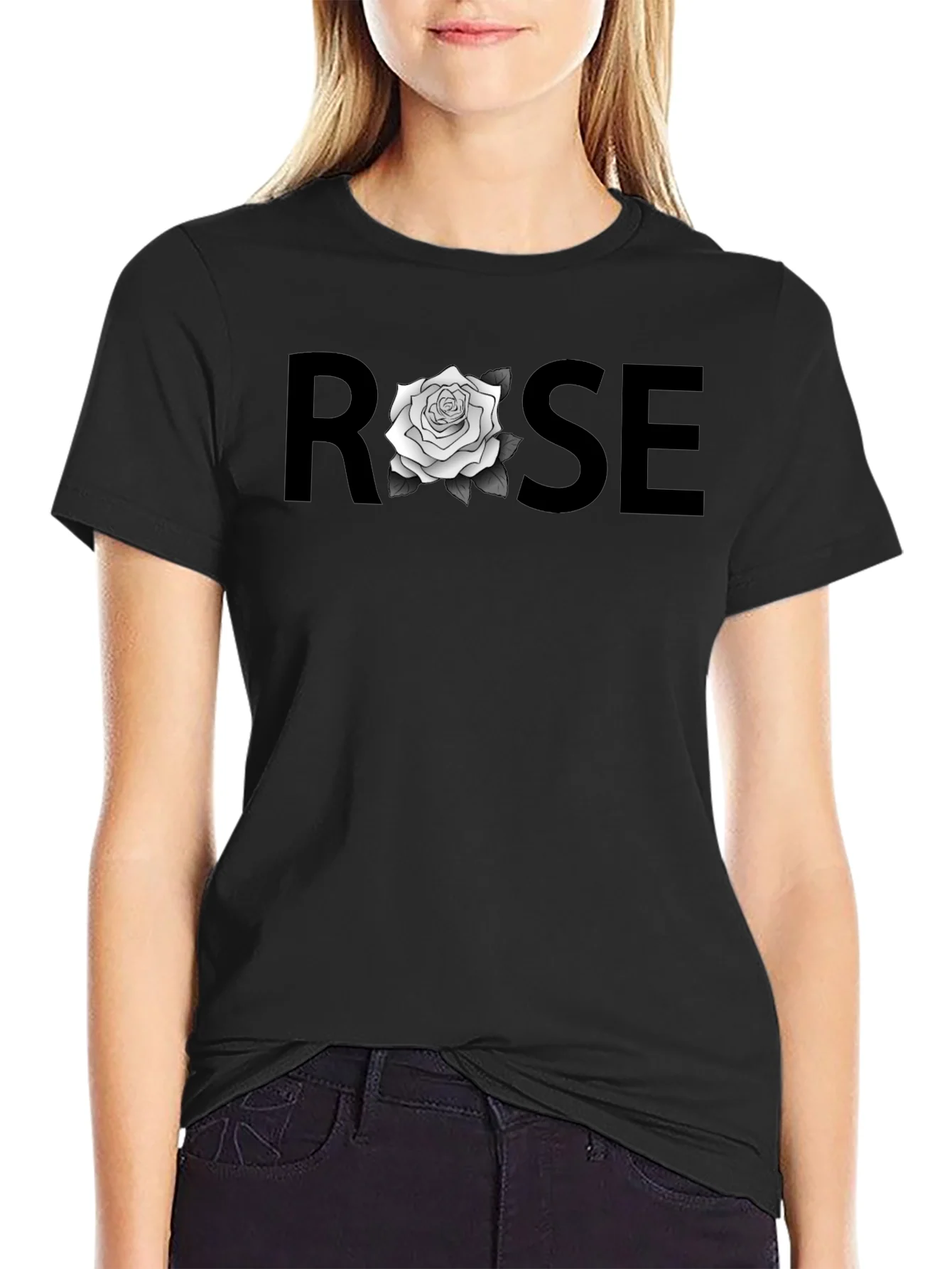 ROSE Graphic T-Shirt - Stylish Black Tee
