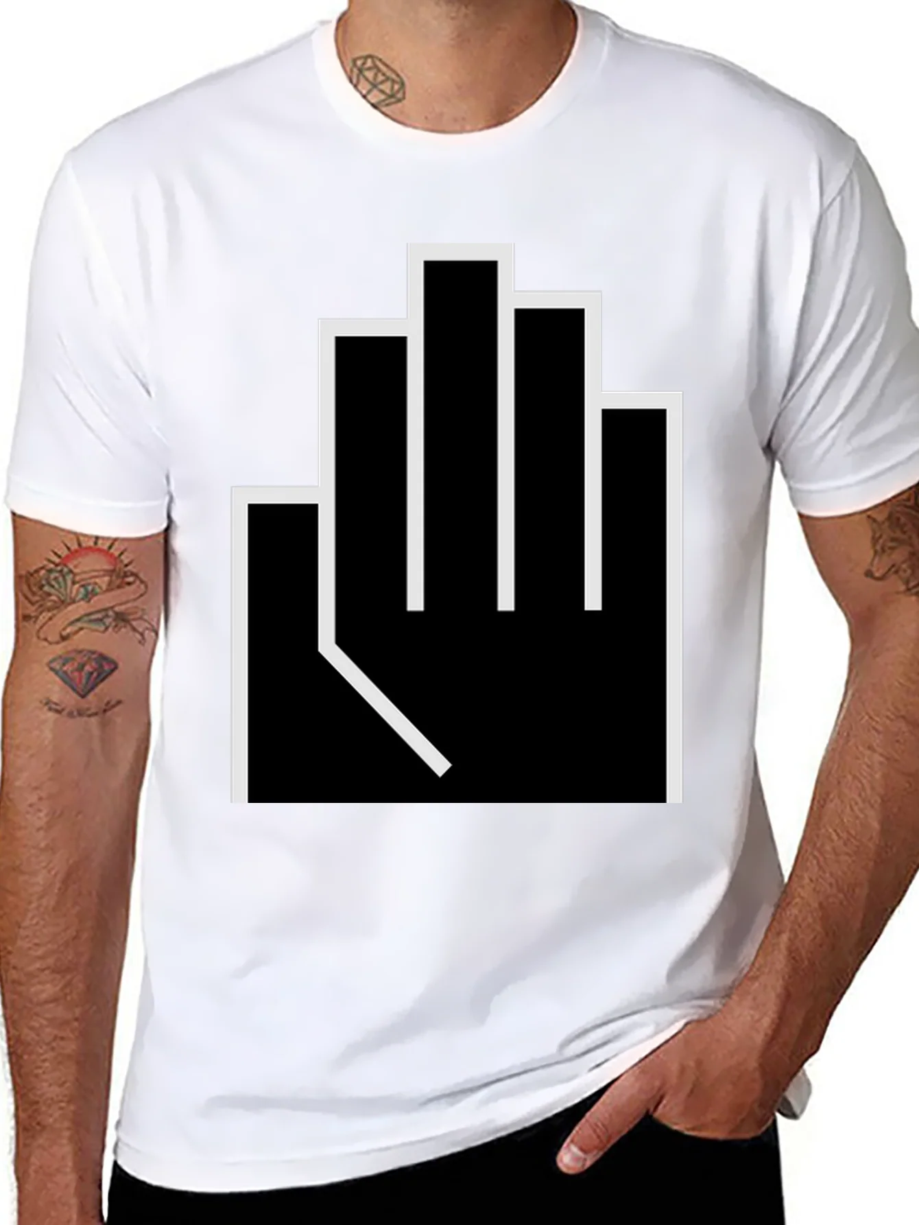 Geometric Middle Finger Graphic T-Shirt