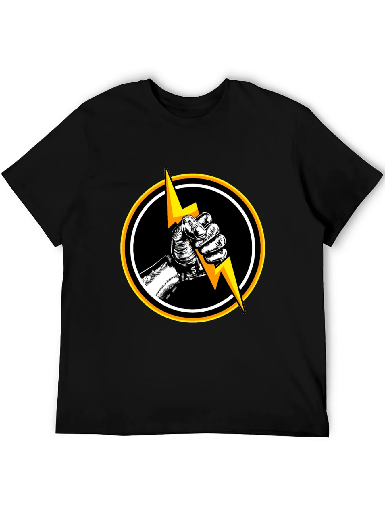 Black T-Shirt with Lightning Bolt Graphic