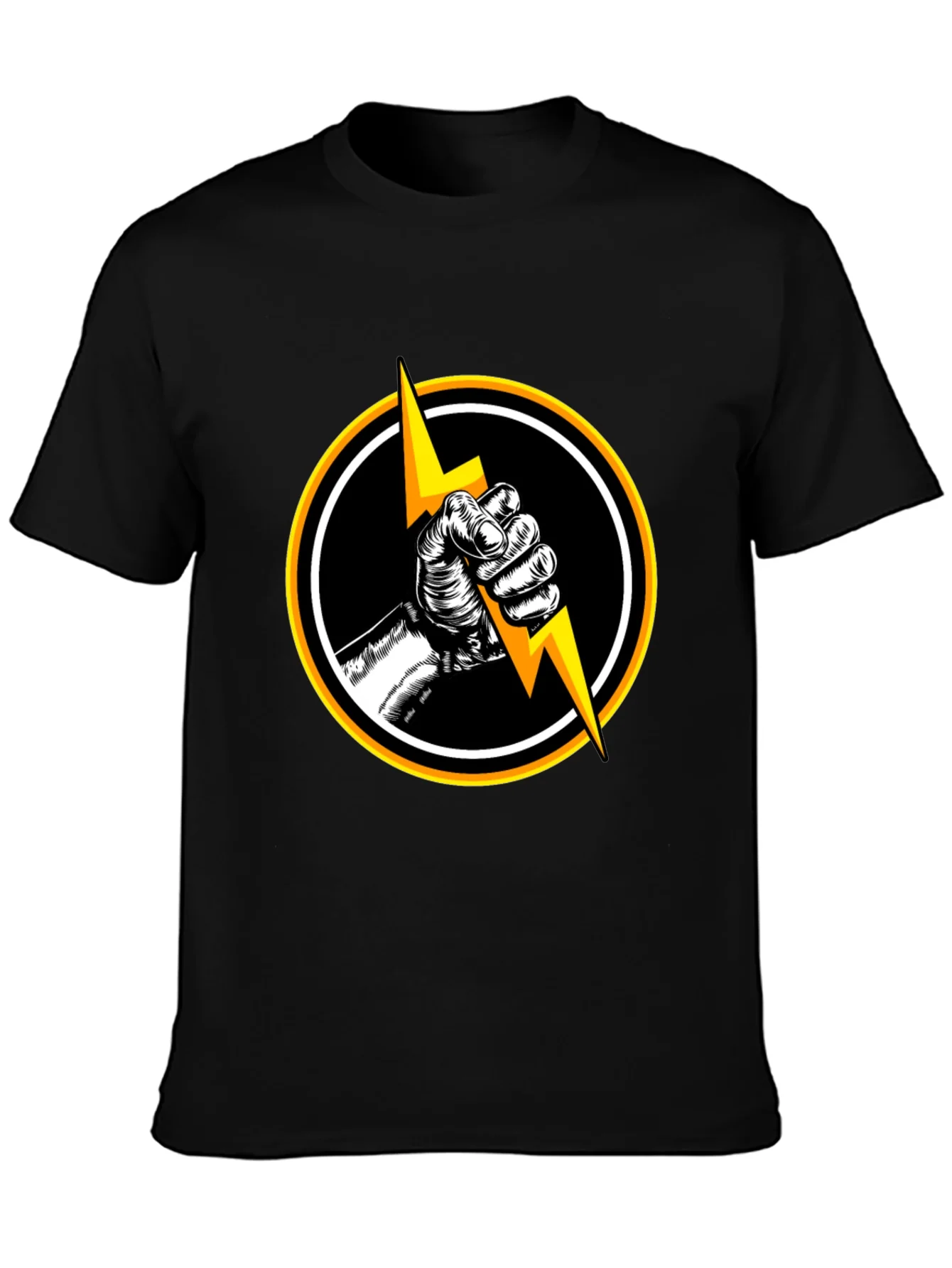 Black T-Shirt with Lightning Bolt Graphic
