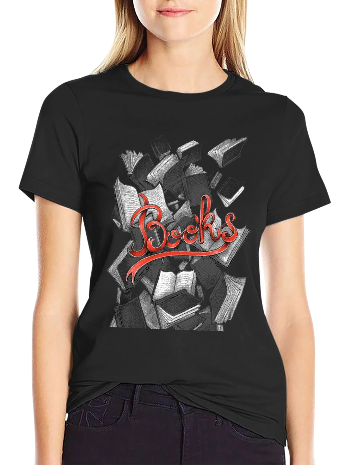 Unique Books Graphic Black T-Shirt