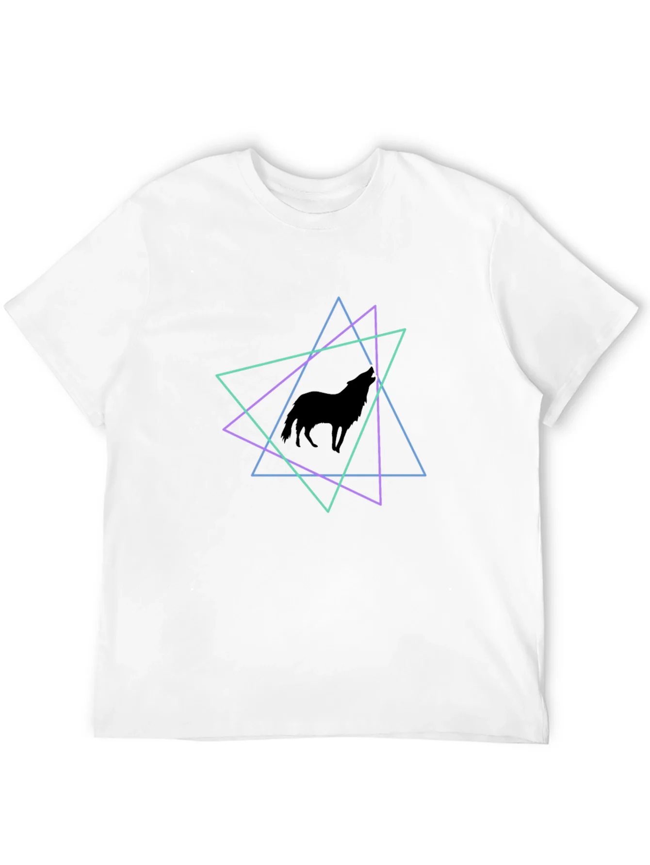 Geometric Wolf T-Shirt - Black