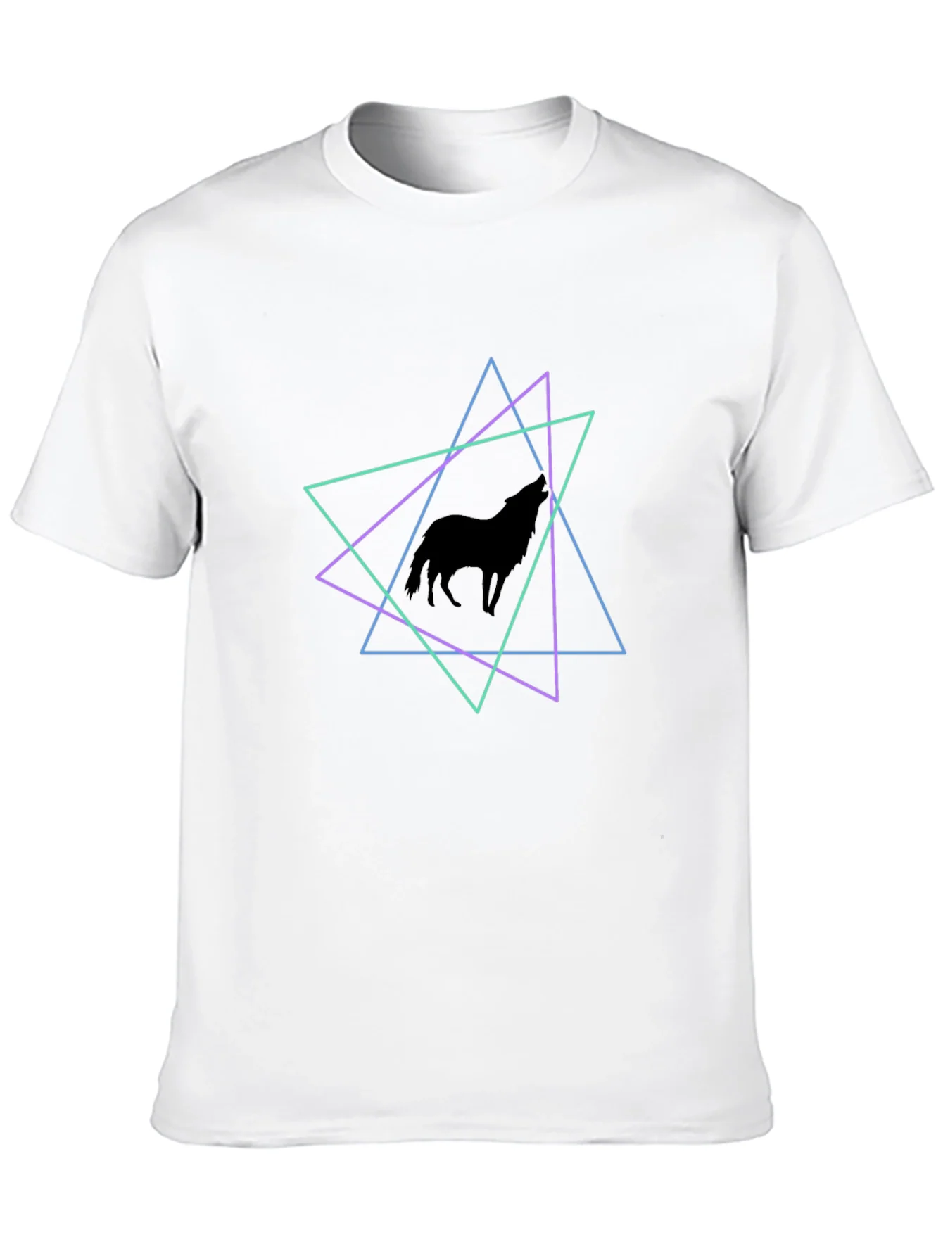 Geometric Wolf T-Shirt - Black