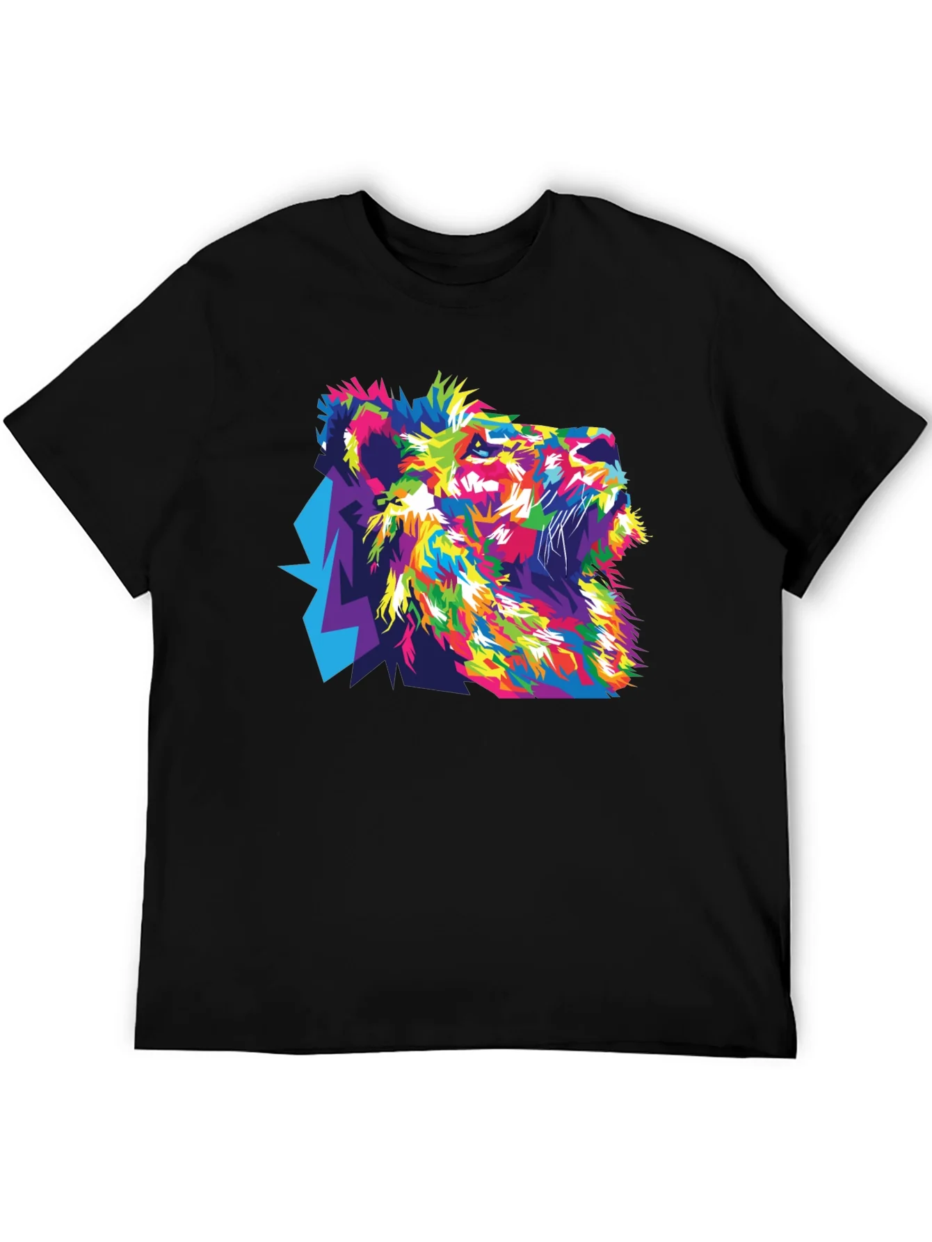 Vibrant Lion Graphic Black T-Shirt