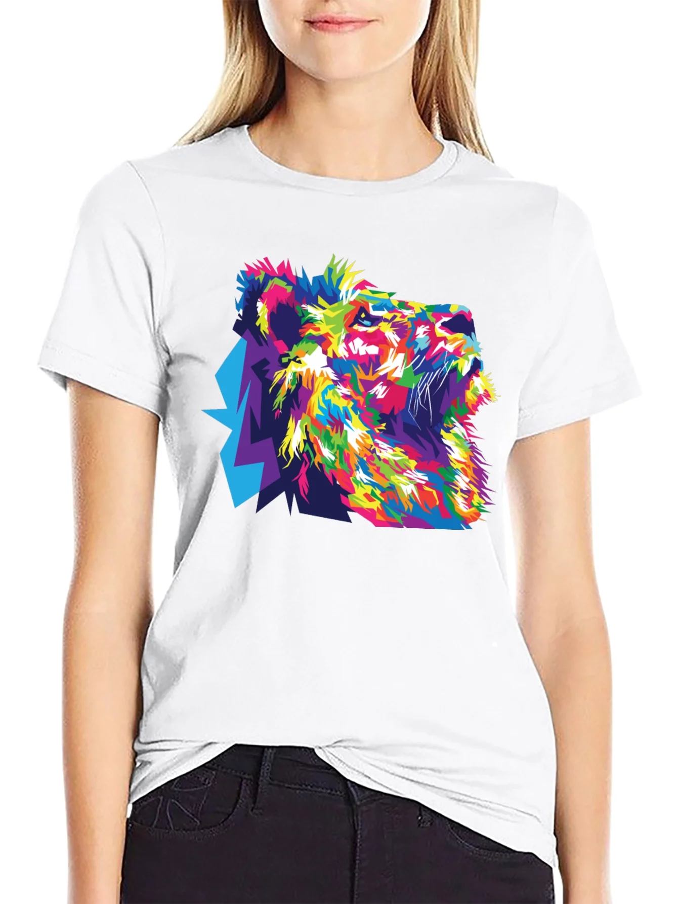 Vibrant Lion Graphic Black T-Shirt
