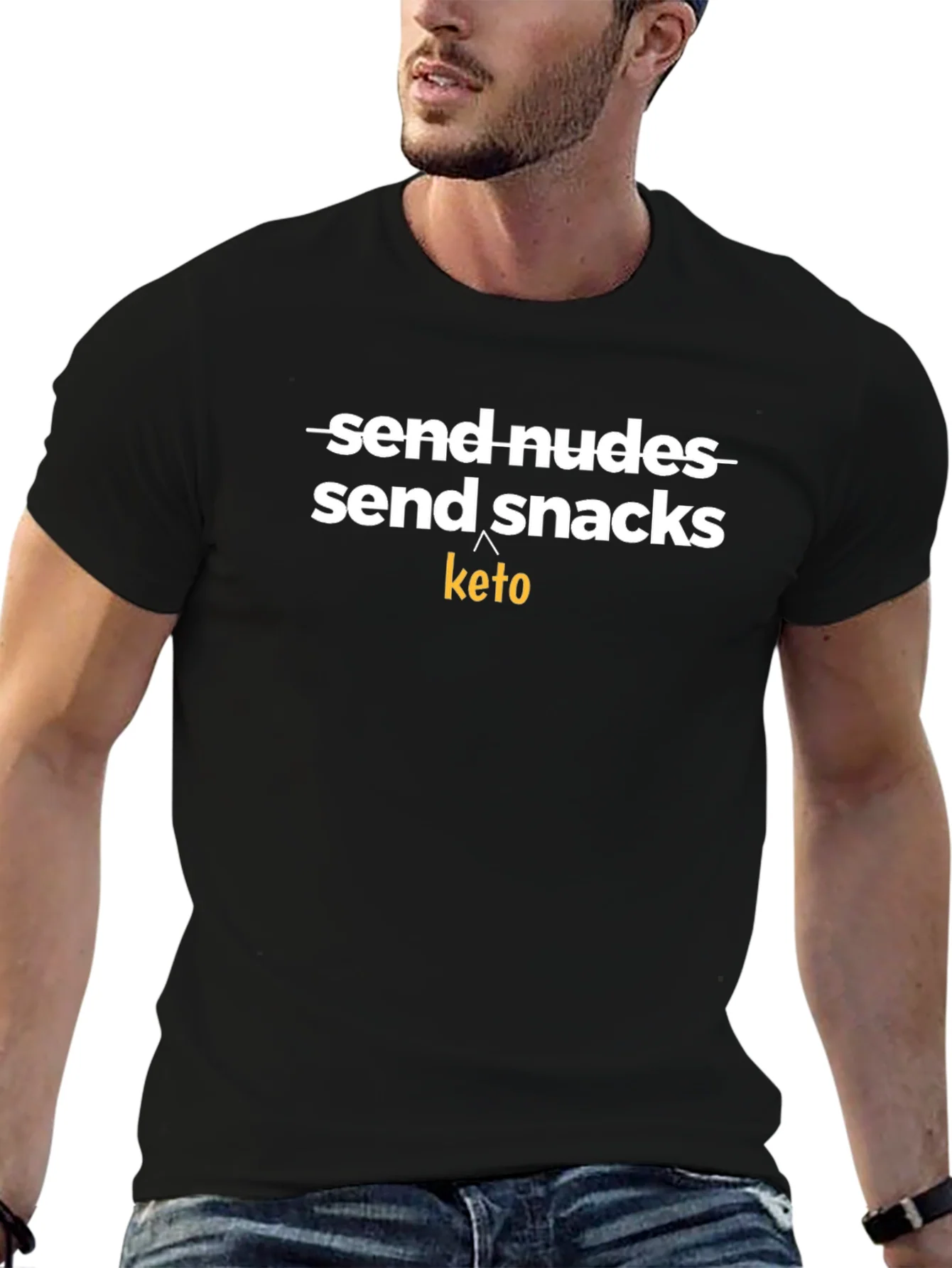 Send Snacks Keto T-Shirt - Black Novelty Tee