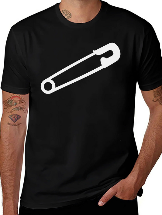 Safety Pin Graphic Tee - Black Cotton T-Shirt
