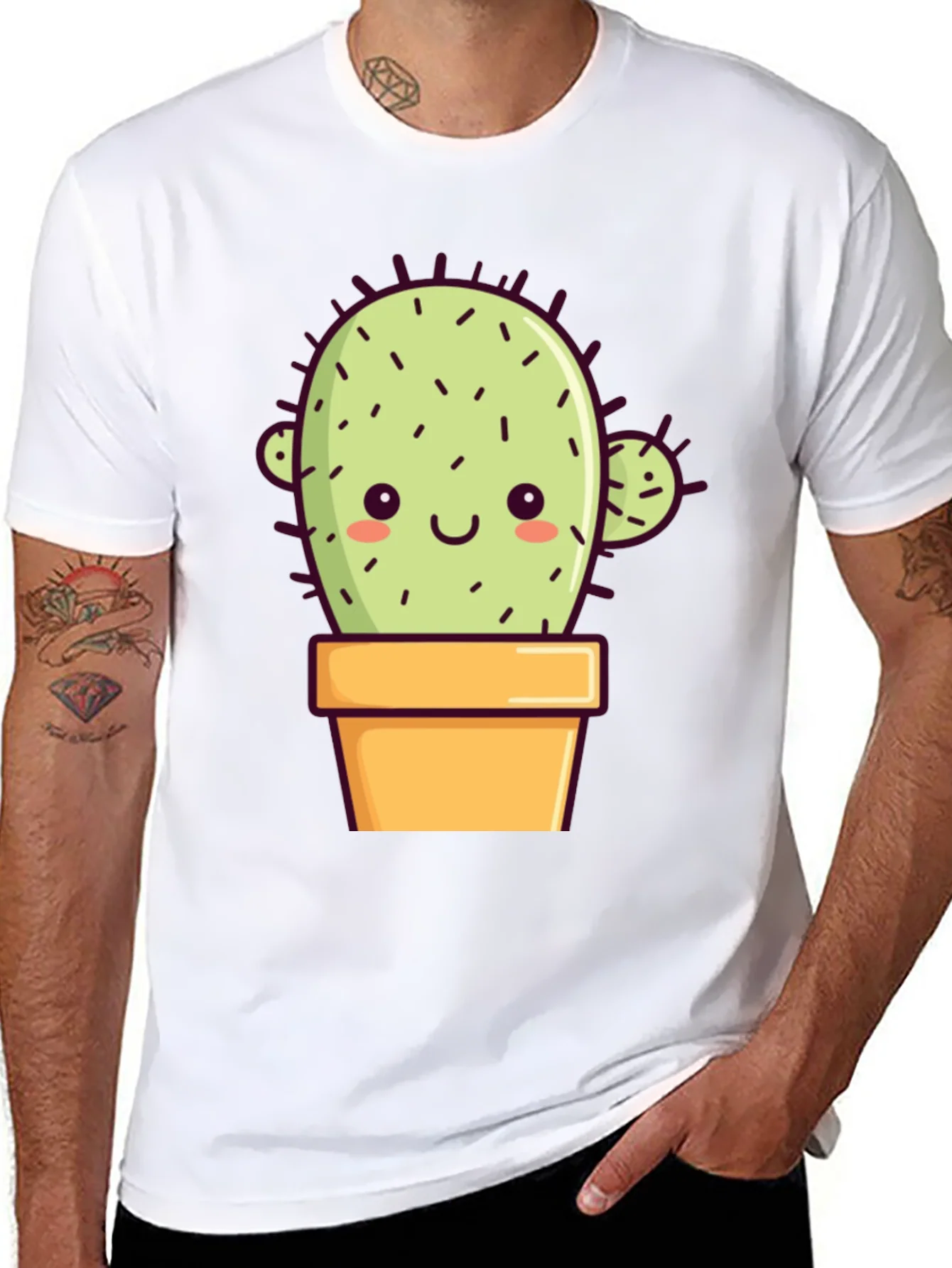 Cute Cactus T-Shirt - Black Cotton Tee