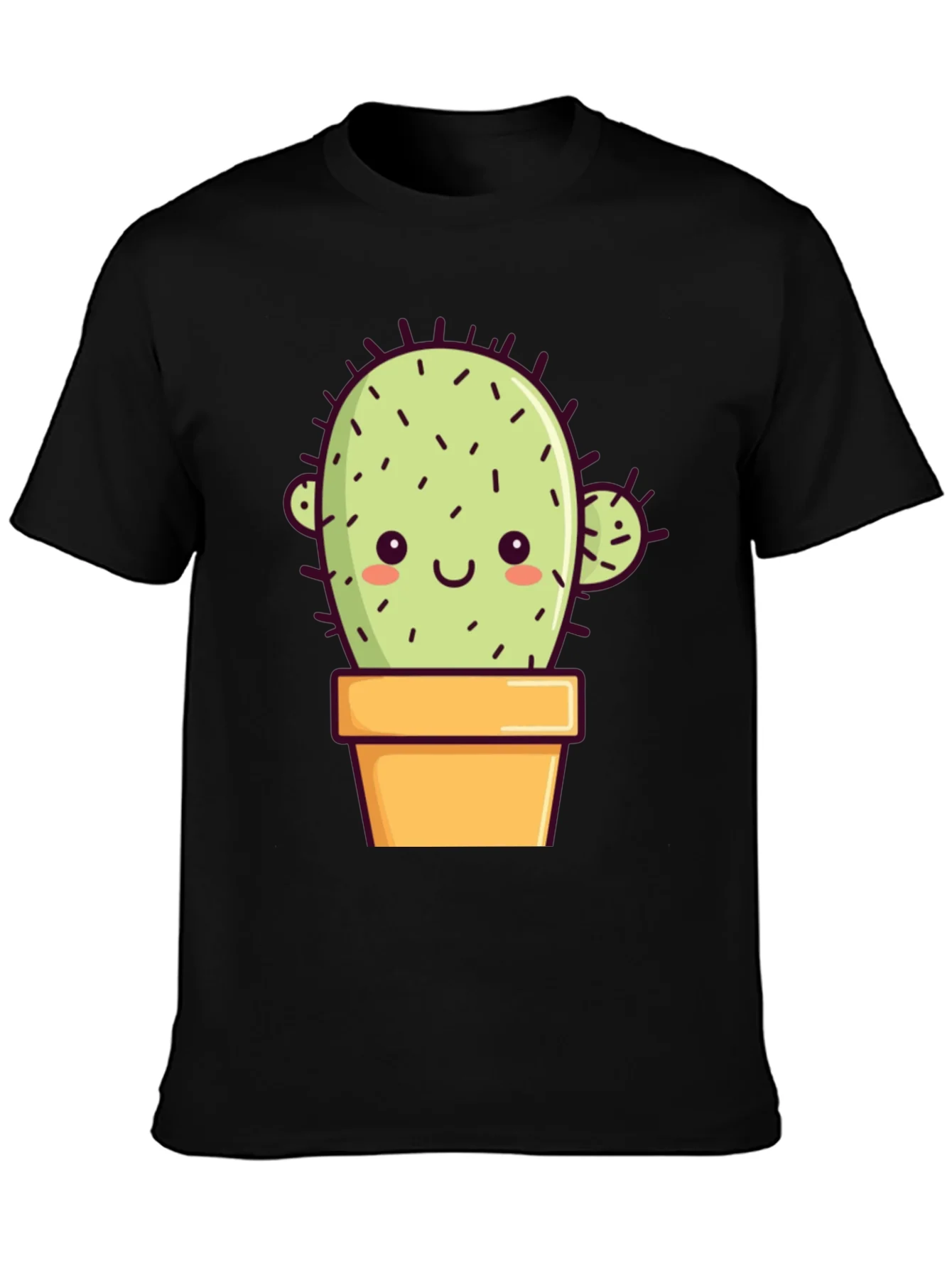 Cute Cactus T-Shirt - Black Cotton Tee