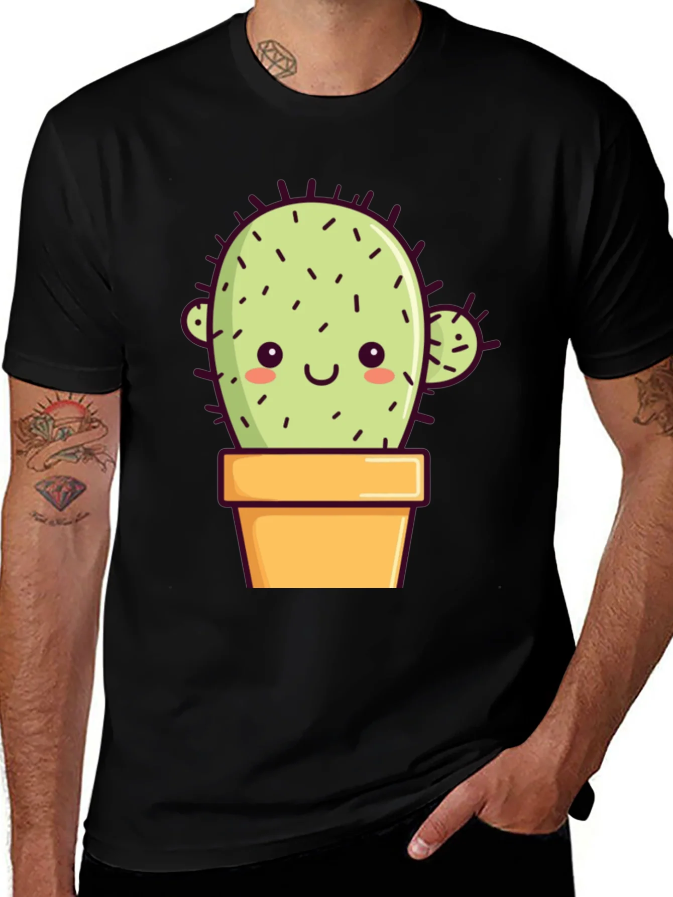 Cute Cactus T-Shirt - Black Cotton Tee
