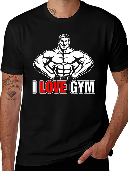 I Love Gym Black Graphic T-Shirt