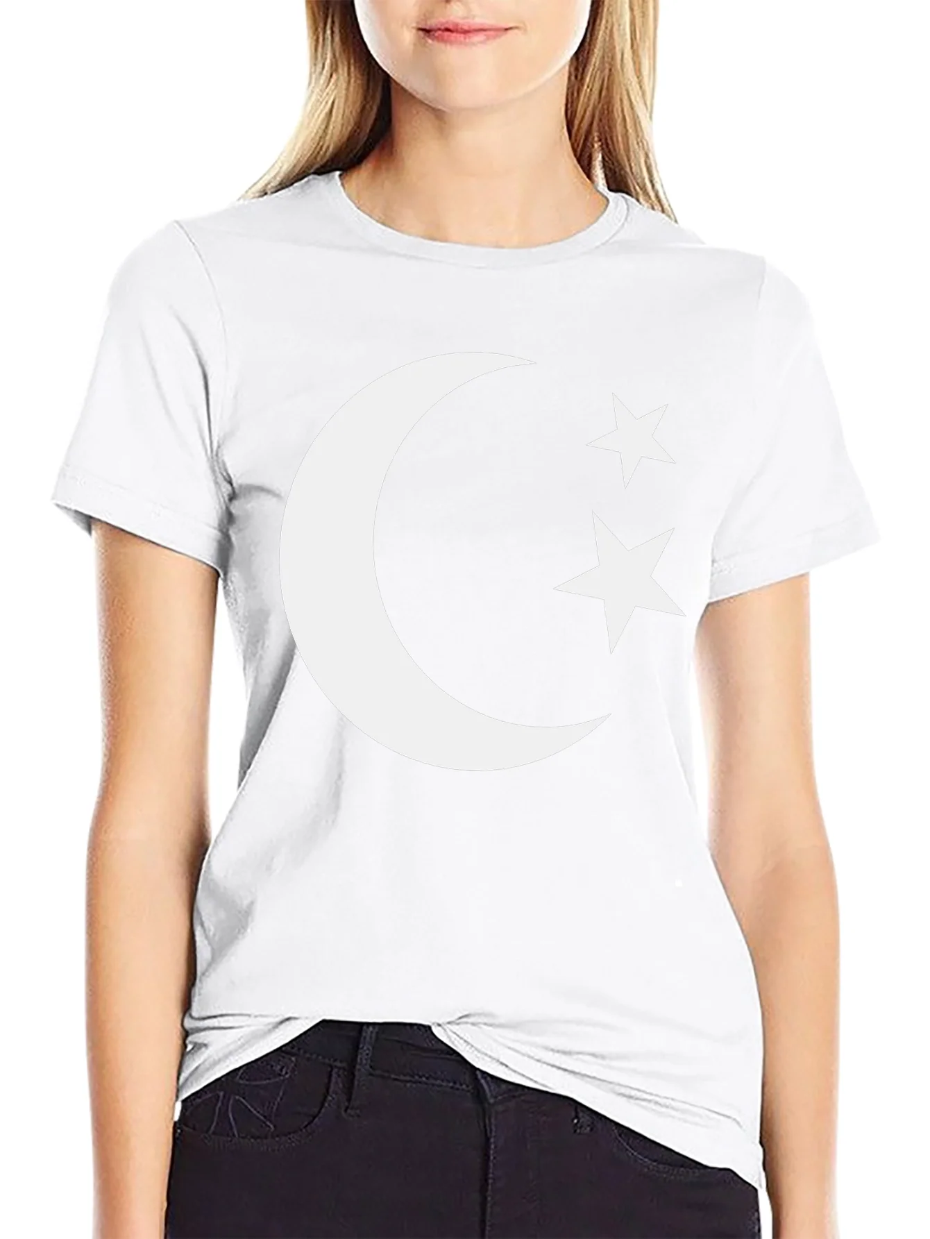 Crescent Moon & Stars Graphic Tee - Black