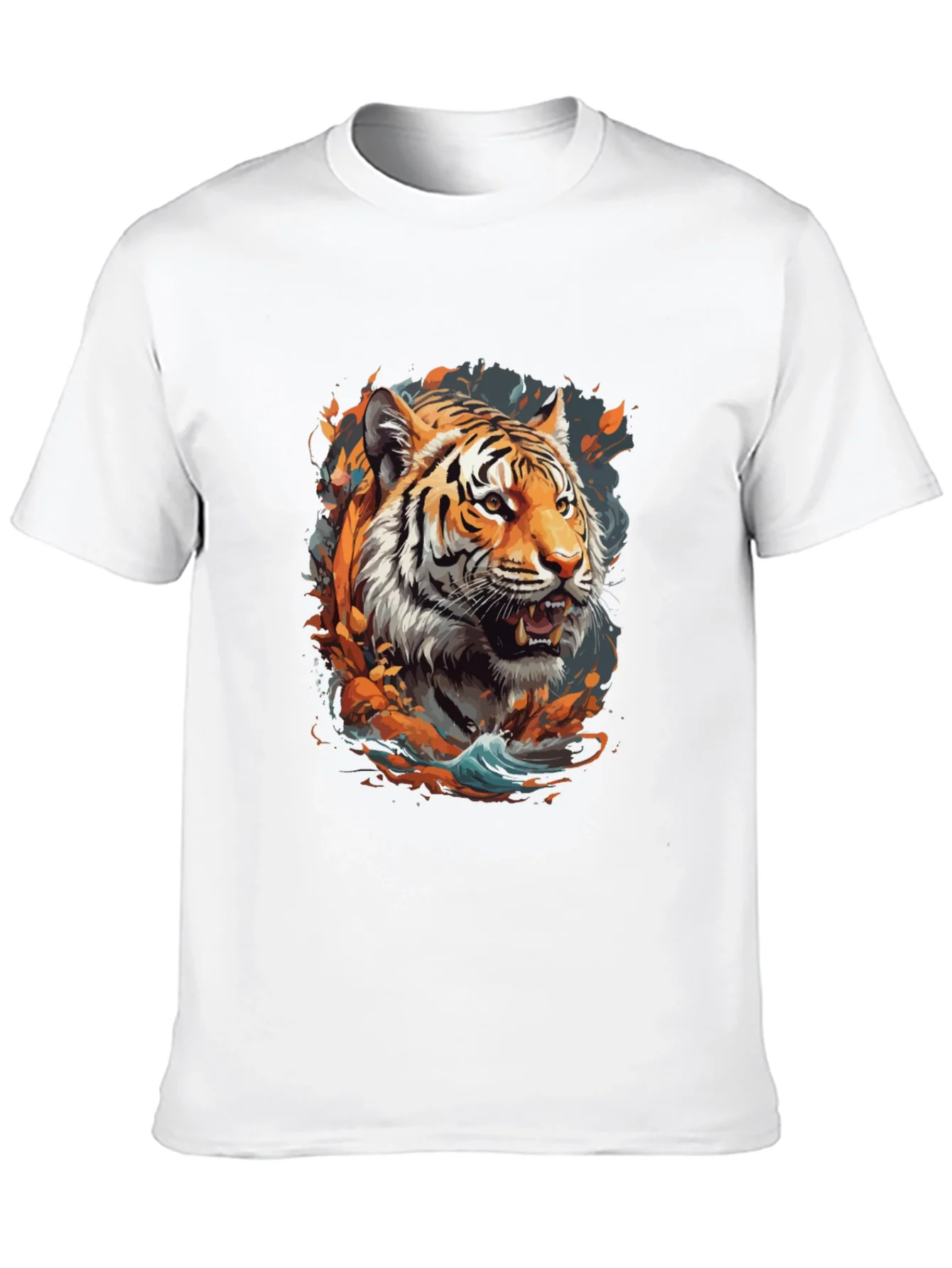 Tiger Graphic Print Crew Neck T-Shirt