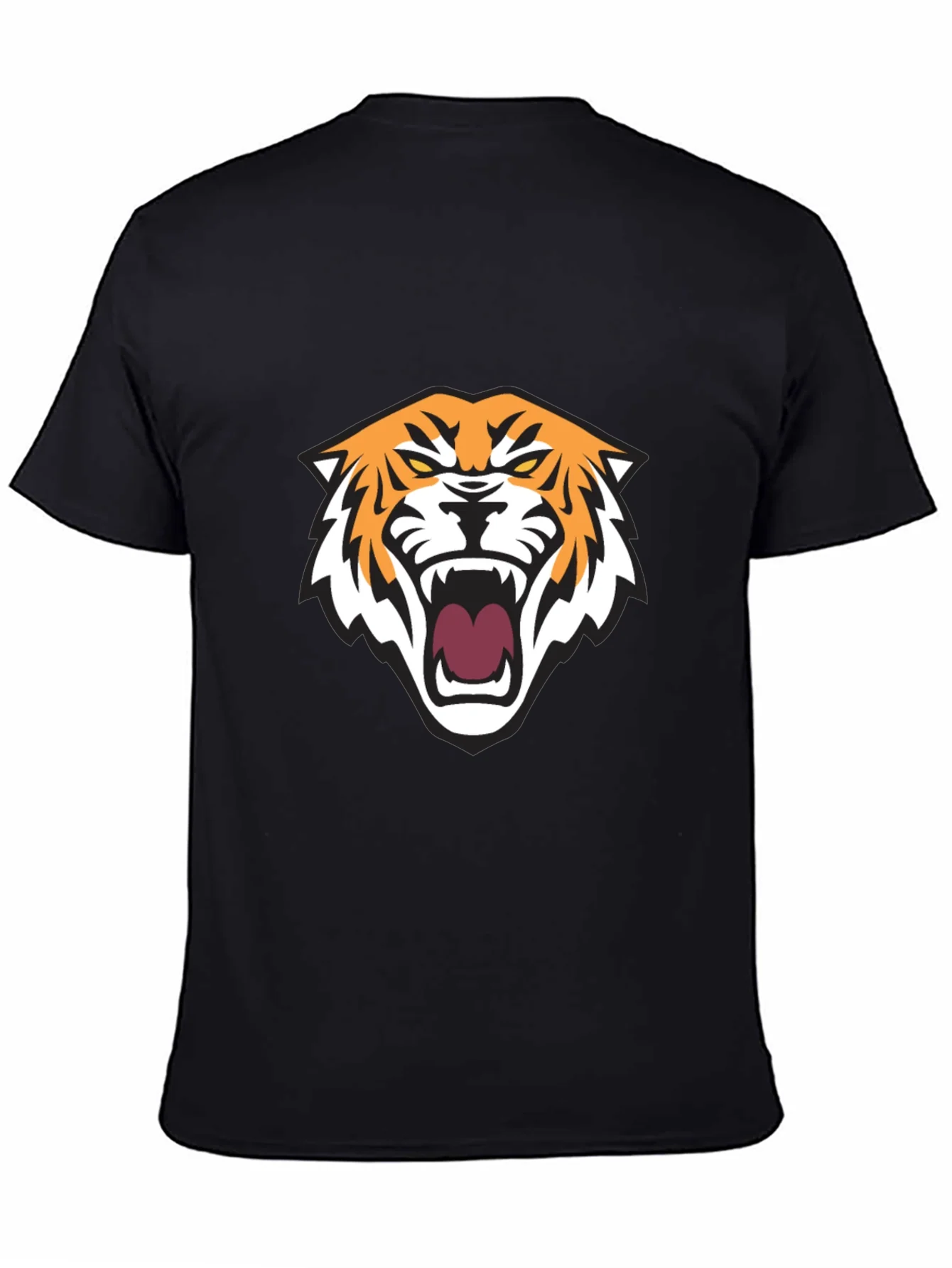 Mens Black T-Shirt with Tiger Graphic