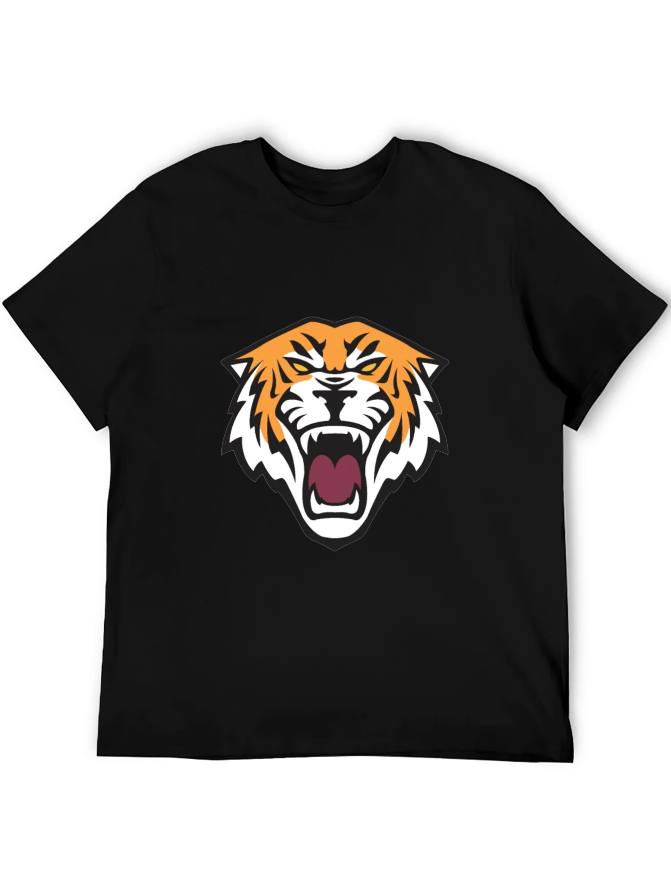 Mens Black T-Shirt with Tiger Graphic